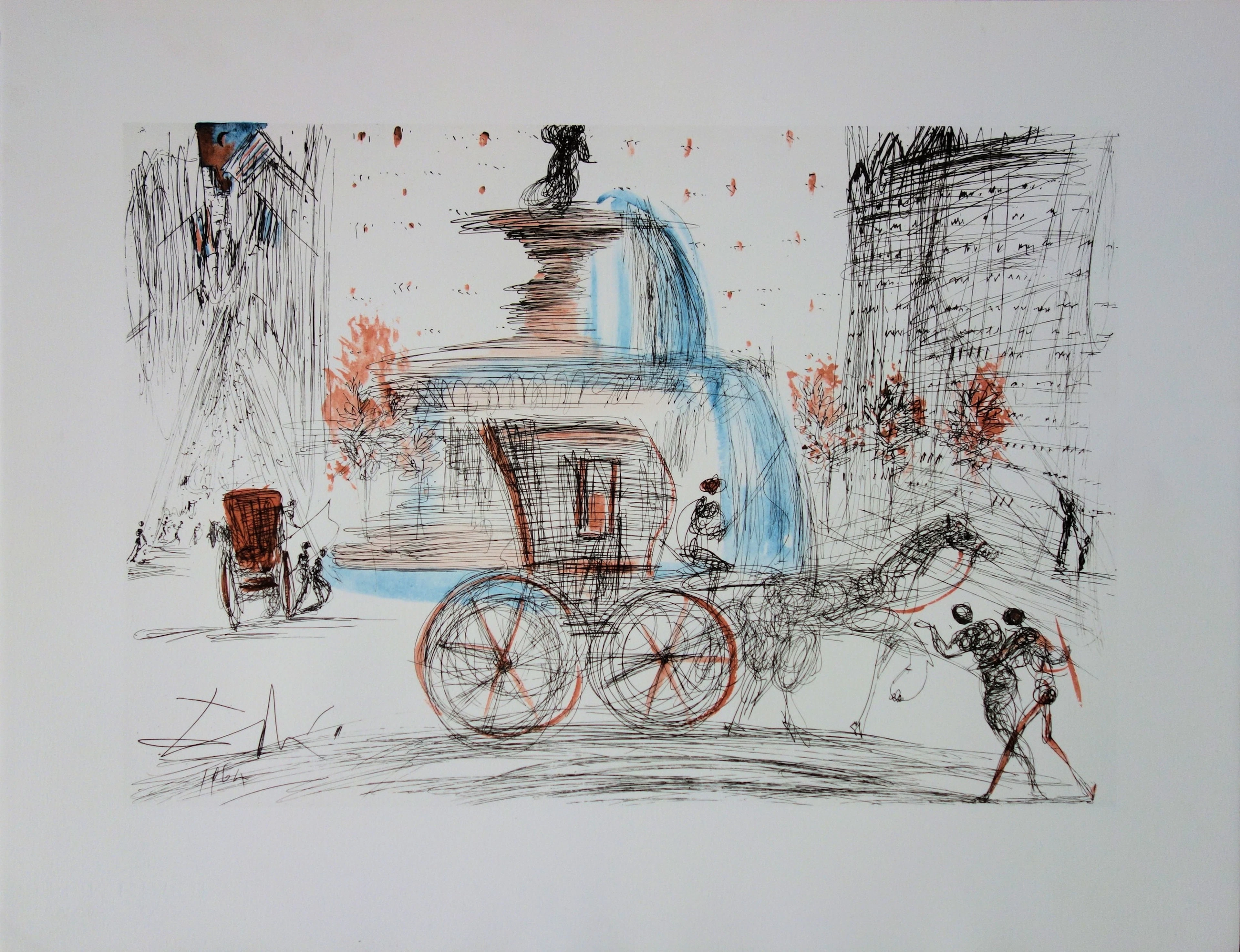 Salvador DALI : New-York City, Plaza, Lithographie signée