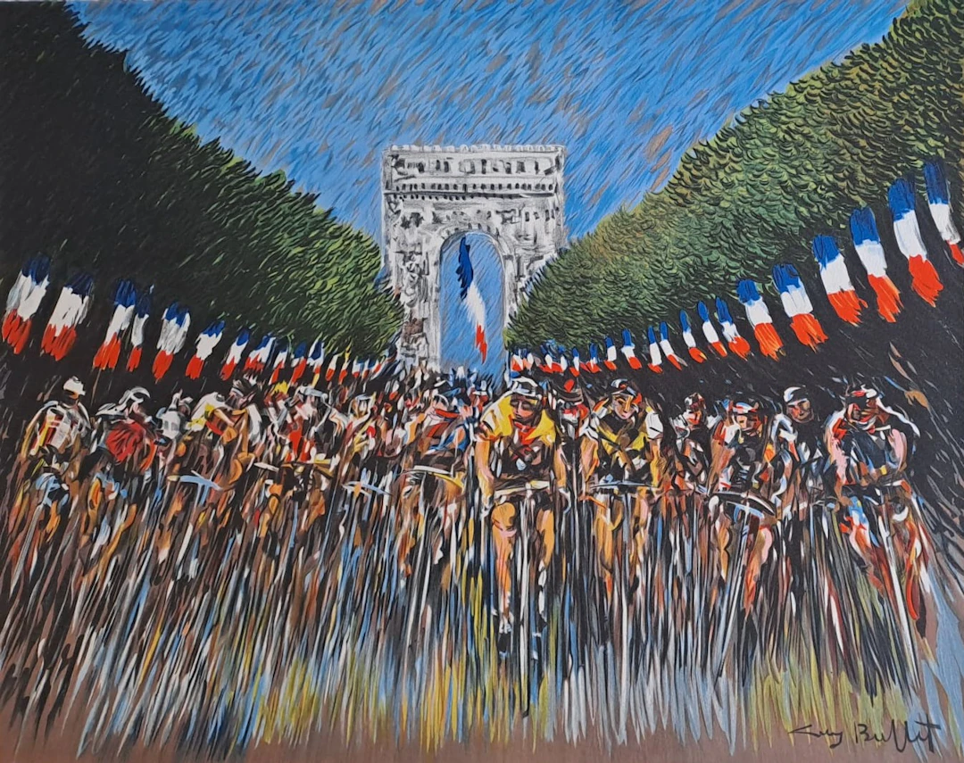 Guy Buffet - L’arrivée du tour de France - Lithographie originale signée