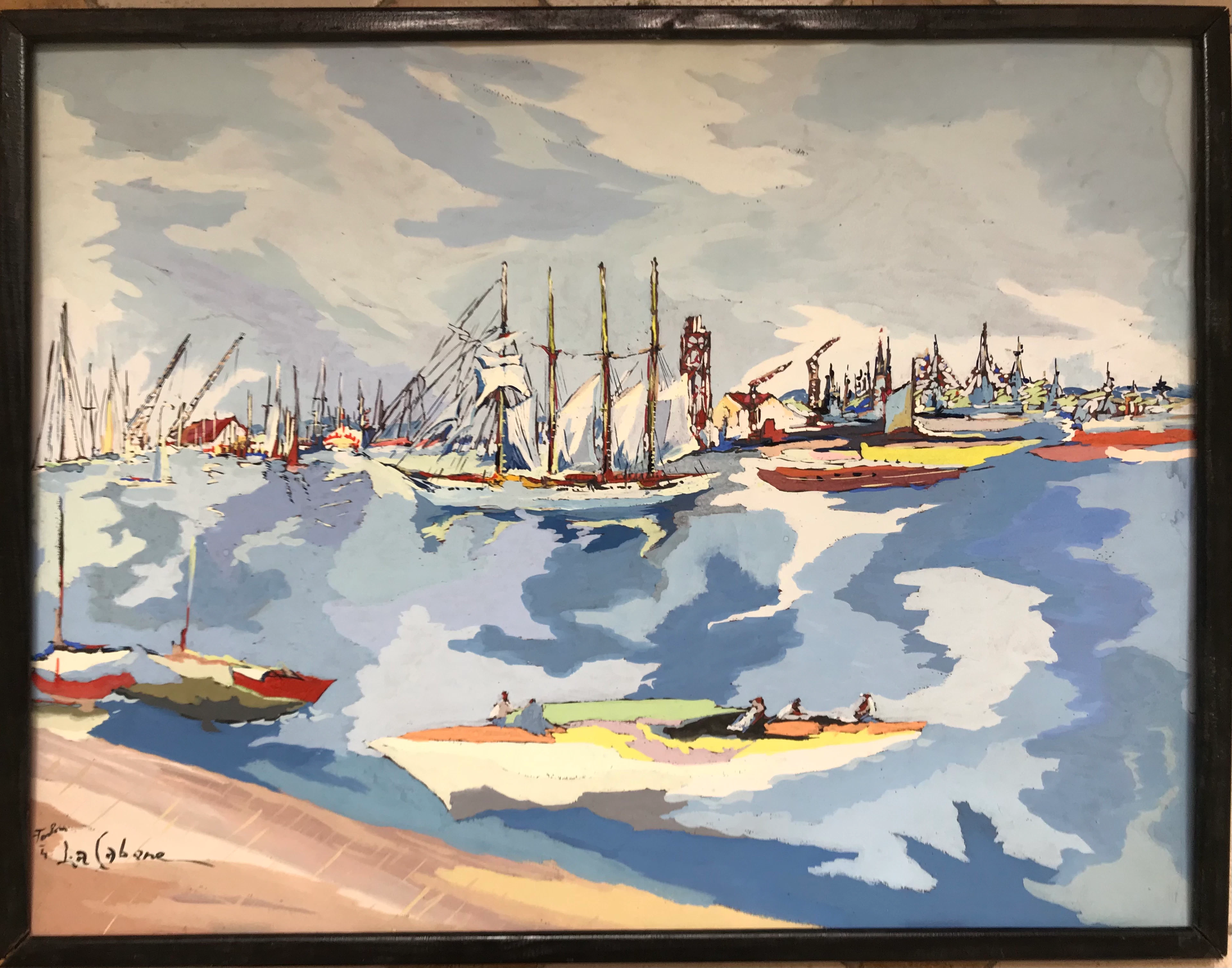 Louis André CABANE - Toulon , vers 1950 - Gouache signée