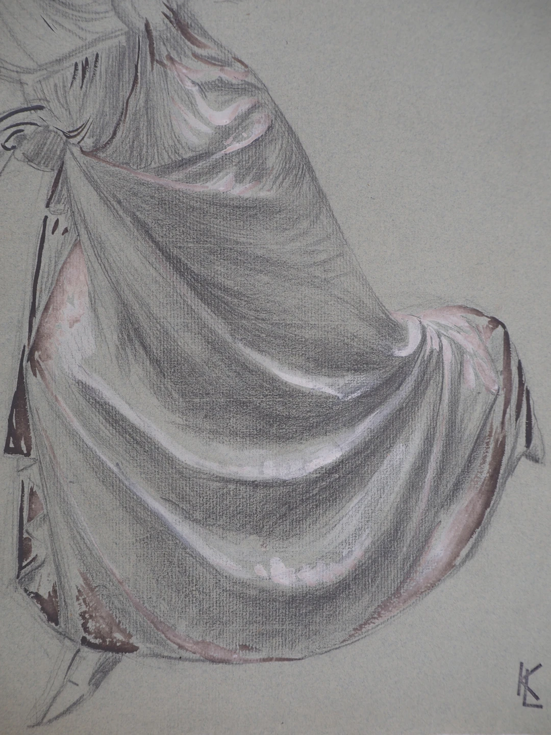 Léopold Franz KOWALSKI: Drapé d'une robe, dessin original