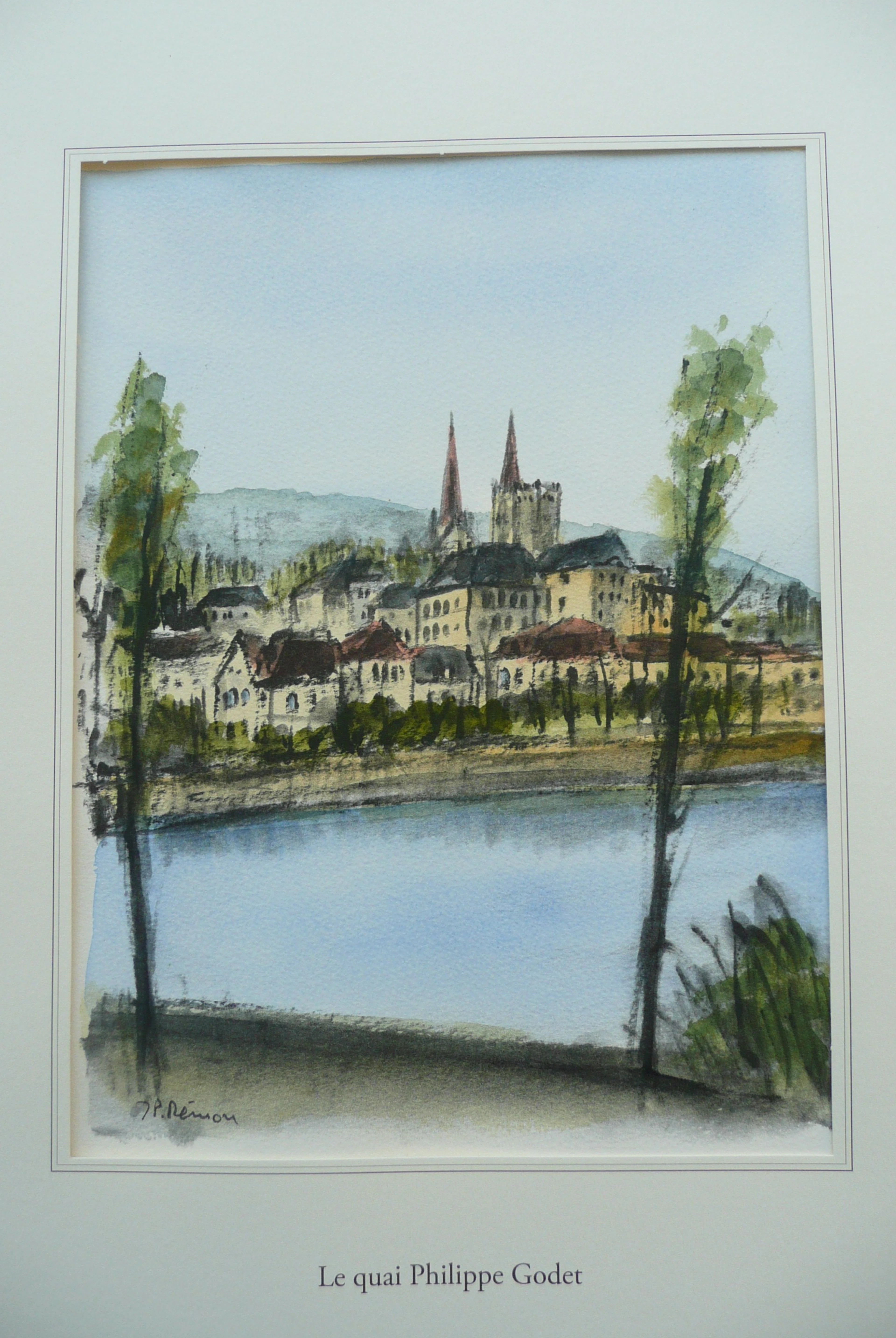 Jean Pierre REMON - Le quai Philippe Godet, 2010 - Aquarelle signée