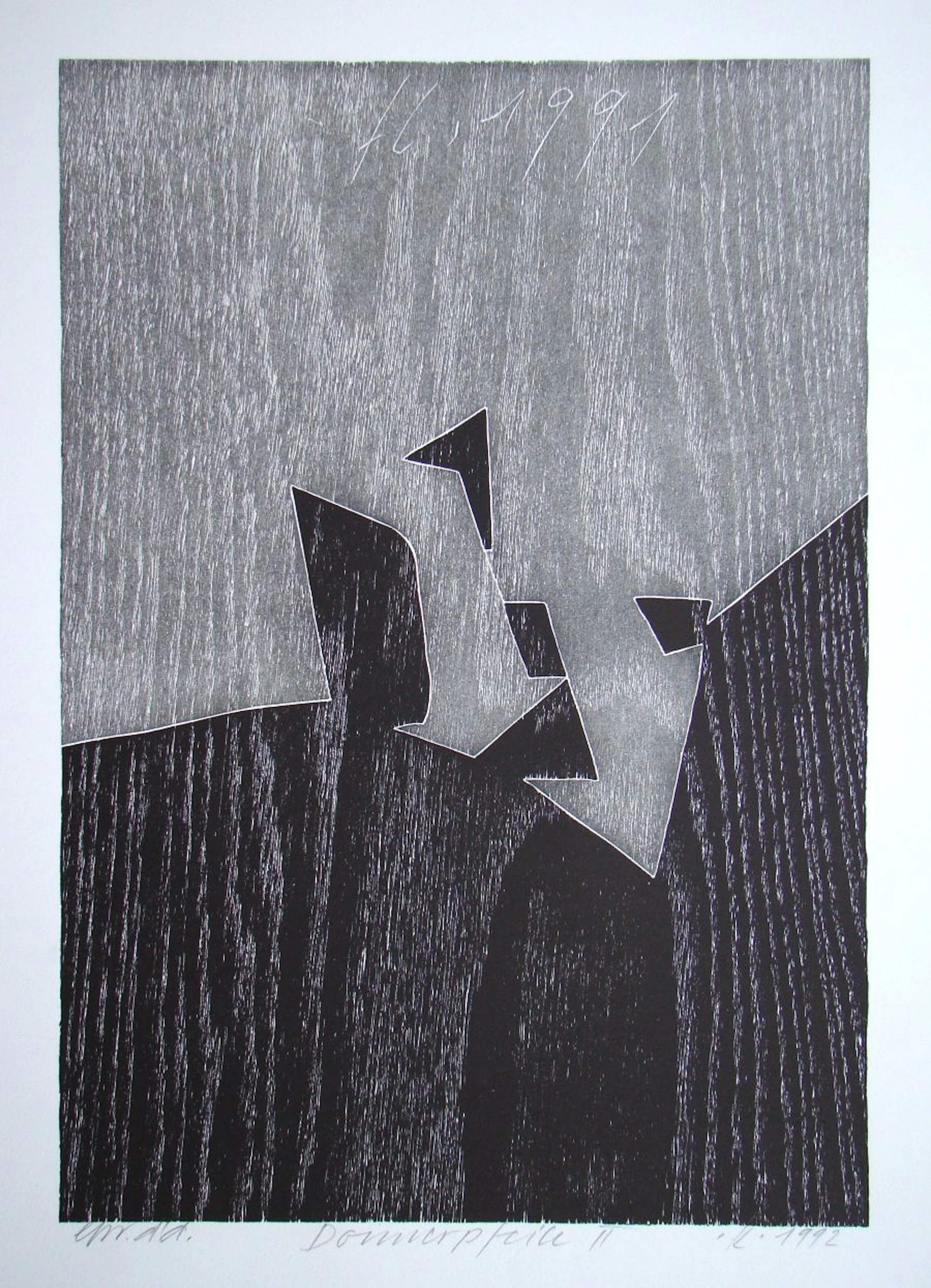 Franz EGGENSCHWILER - Donnerpfeile II., 1992 - Original woodcut hand-signed