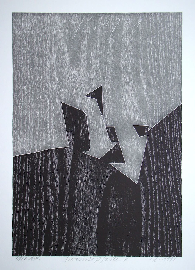 Franz EGGENSCHWILER - Donnerpfeile II., 1992 - Original woodcut hand-signed