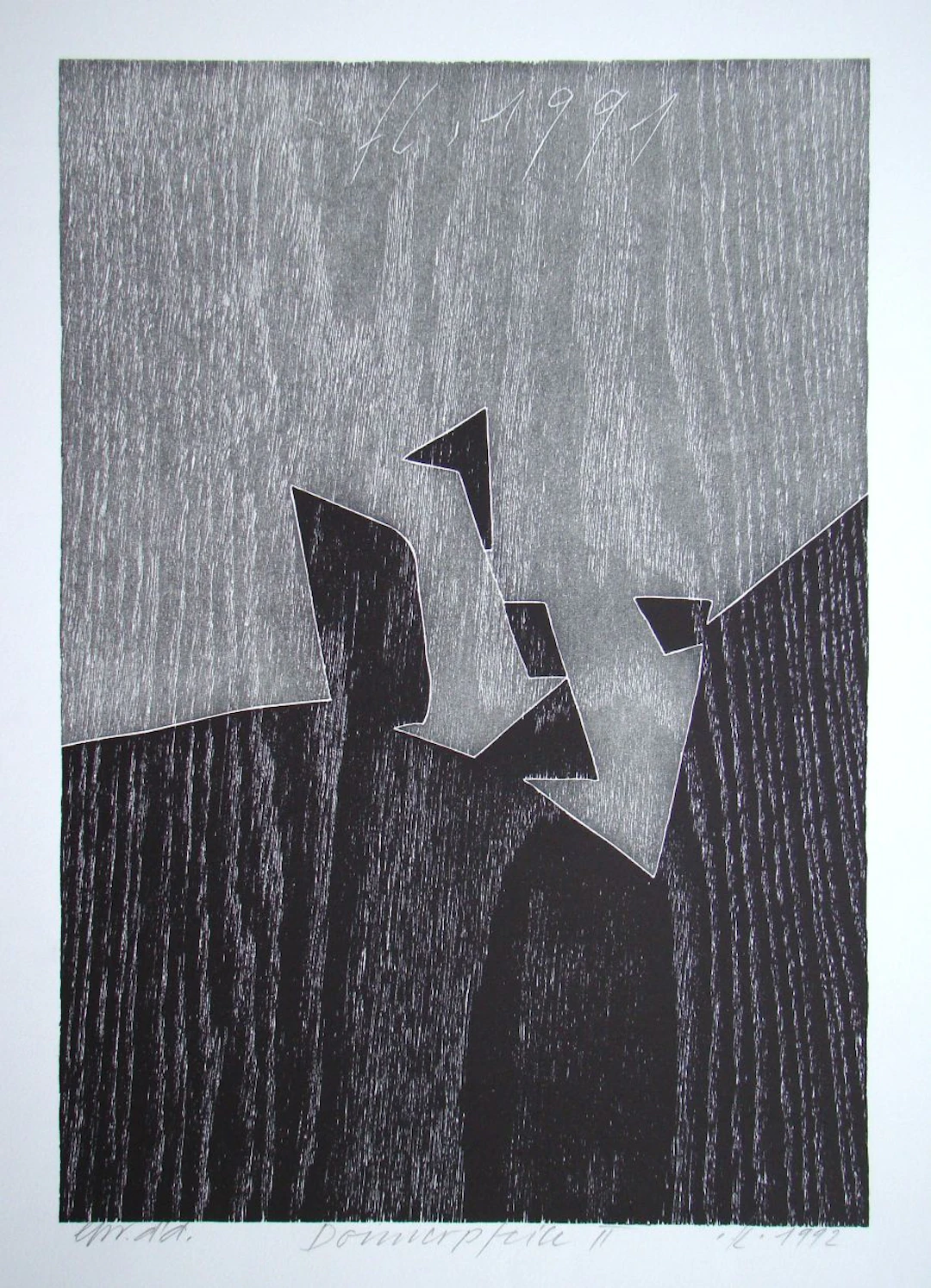 Franz EGGENSCHWILER - Donnerpfeile II., 1992 - Original woodcut hand-signed