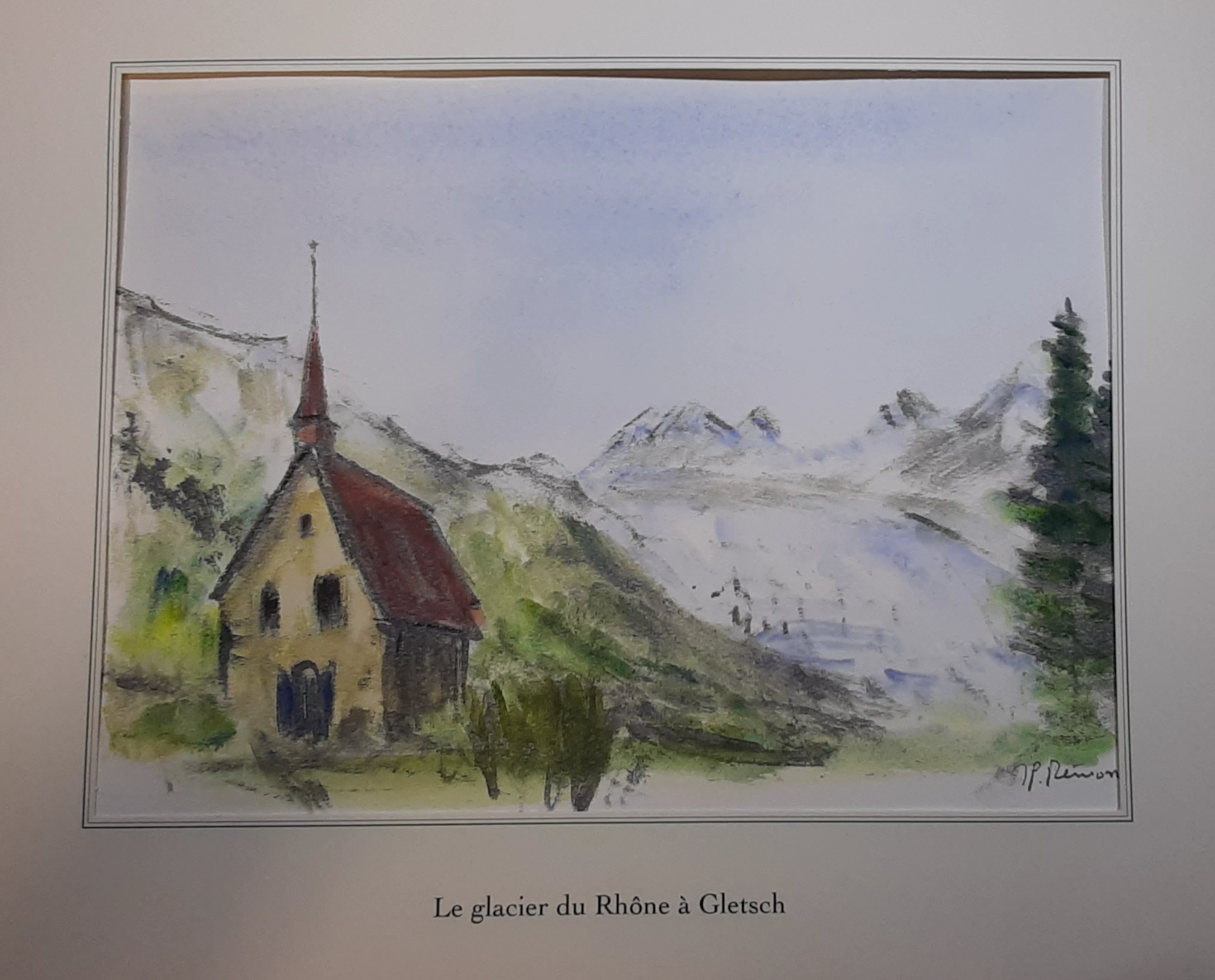 Jean Pierre REMON - Le glacier du Rhône à Gletsch, 2008 - Aquarelle