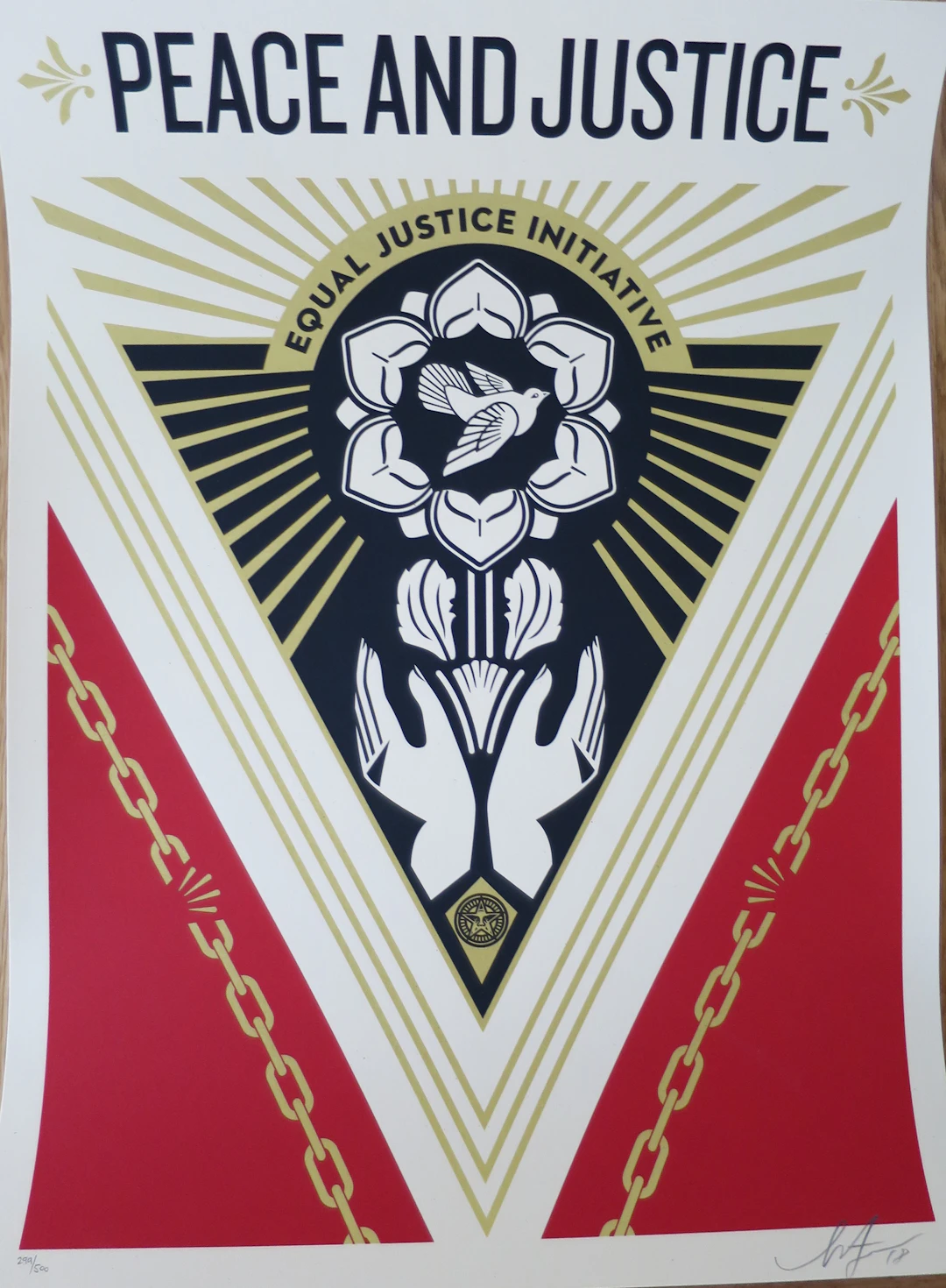 Shepard FAIREY (Obey) - Peace Justice, 2018 - Sérigraphie signée au crayon