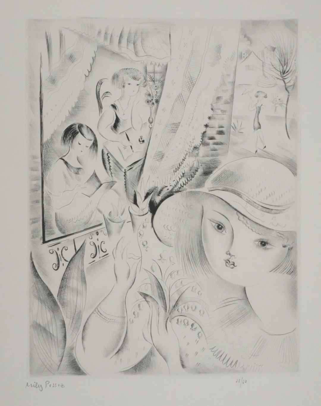 Mily POSSOZ : Le muguet - Gravure originale signée