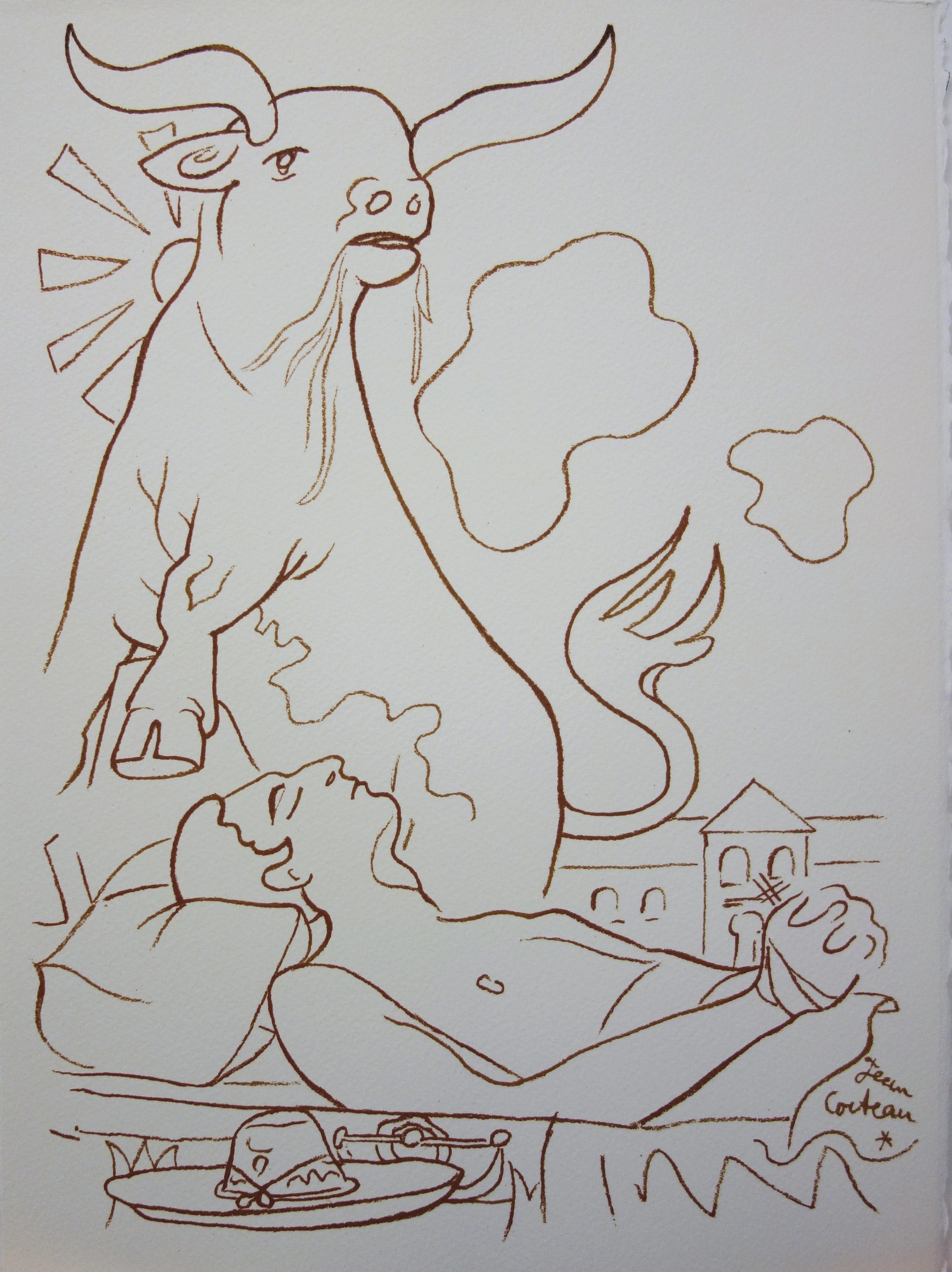 Jean COCTEAU : Le songe du Toréador - Lithographie signée