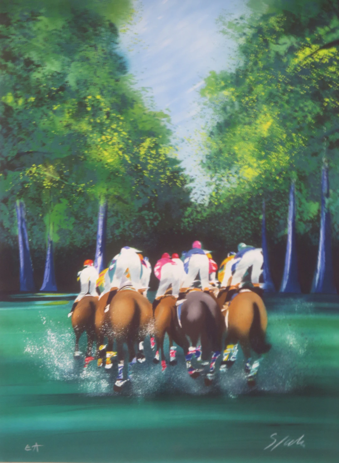 Victor SPAHN - Course hippique, 2000 - Lithographie signée au crayon
