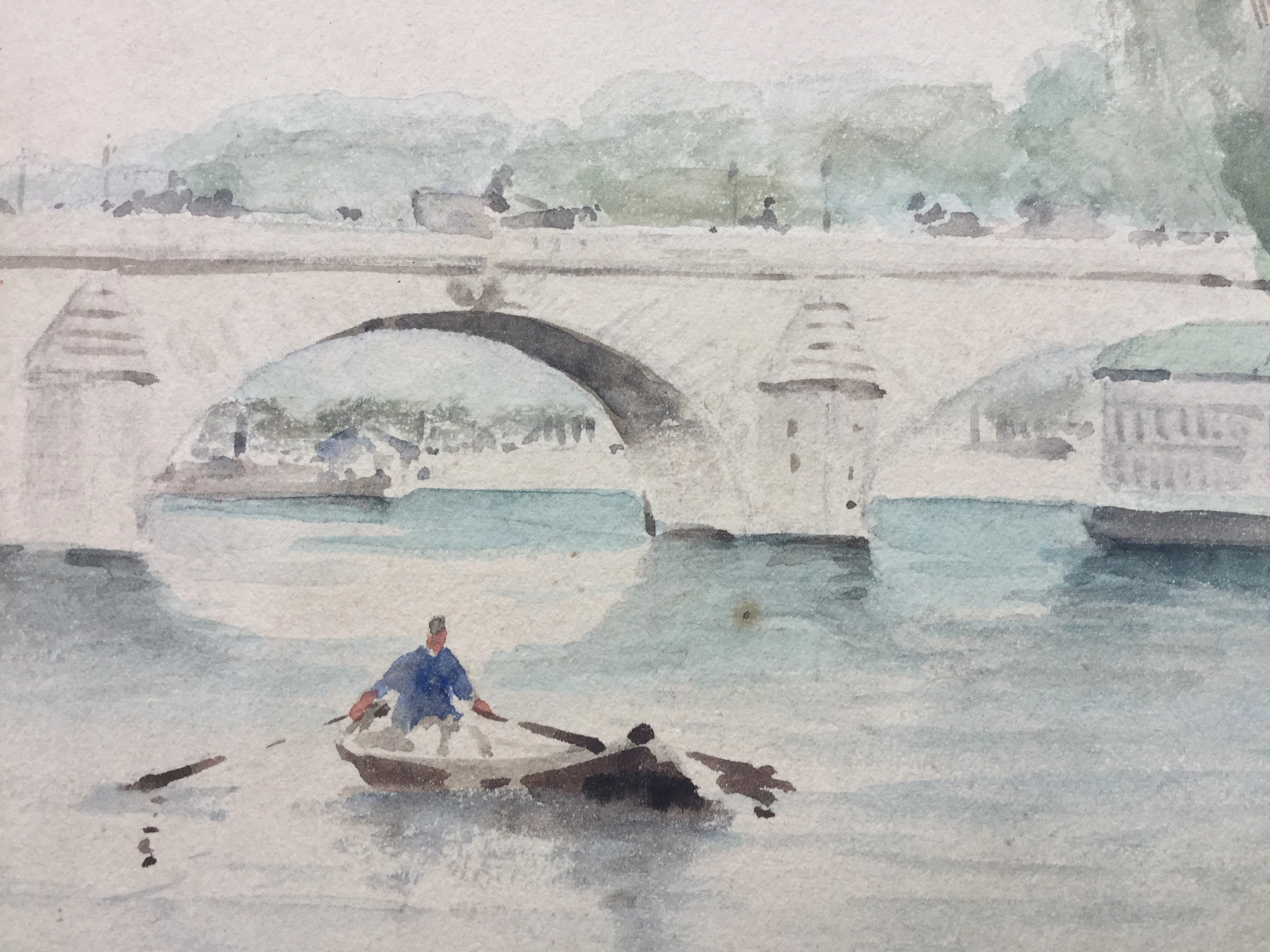 Paul Émile RAISSIGUIER - La Seine au Pont Neuf , 1884 - Aquarelle signée