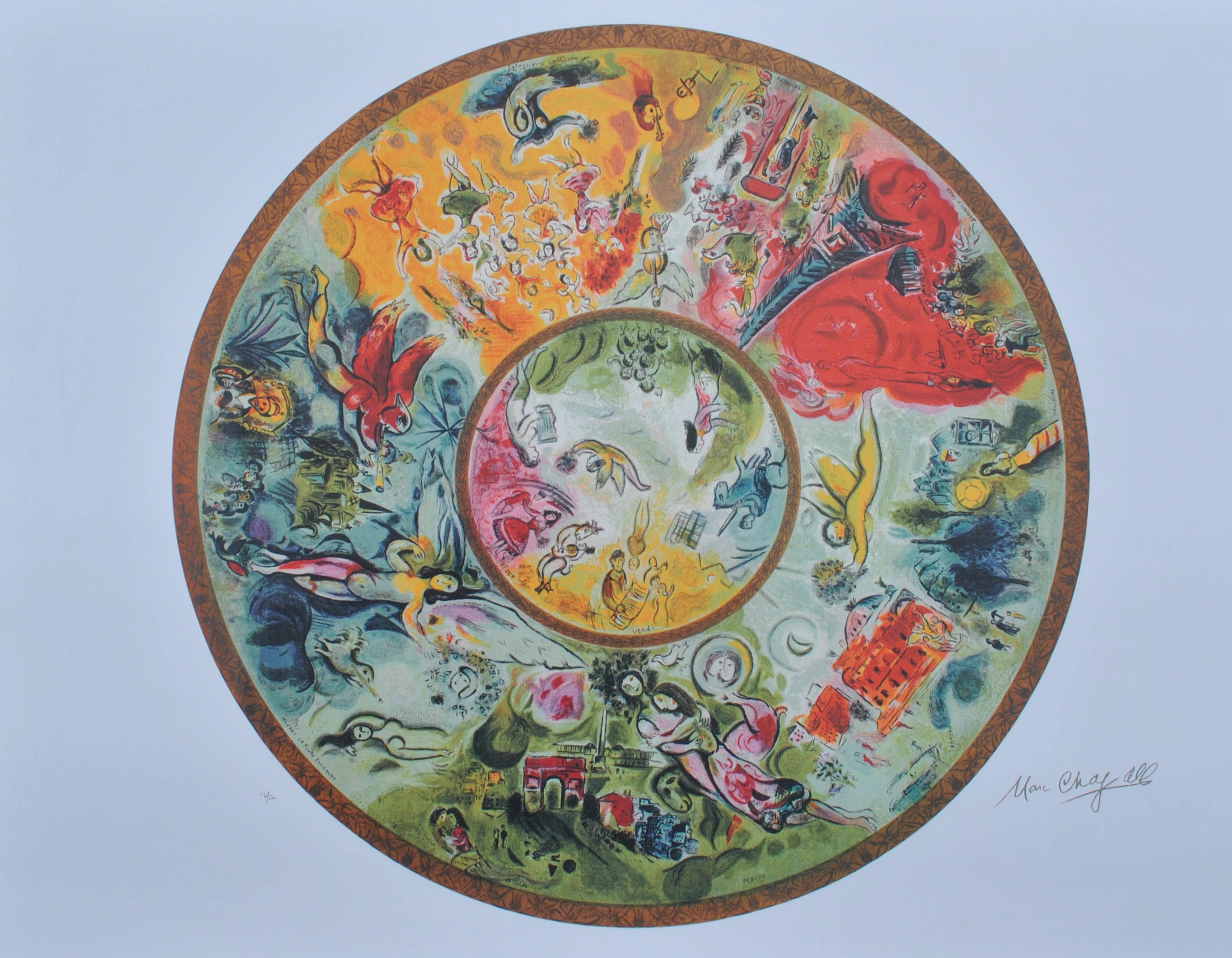 Marc CHAGALL : Plafond de l’opéra Garnier, Lithographie signée, 500ex