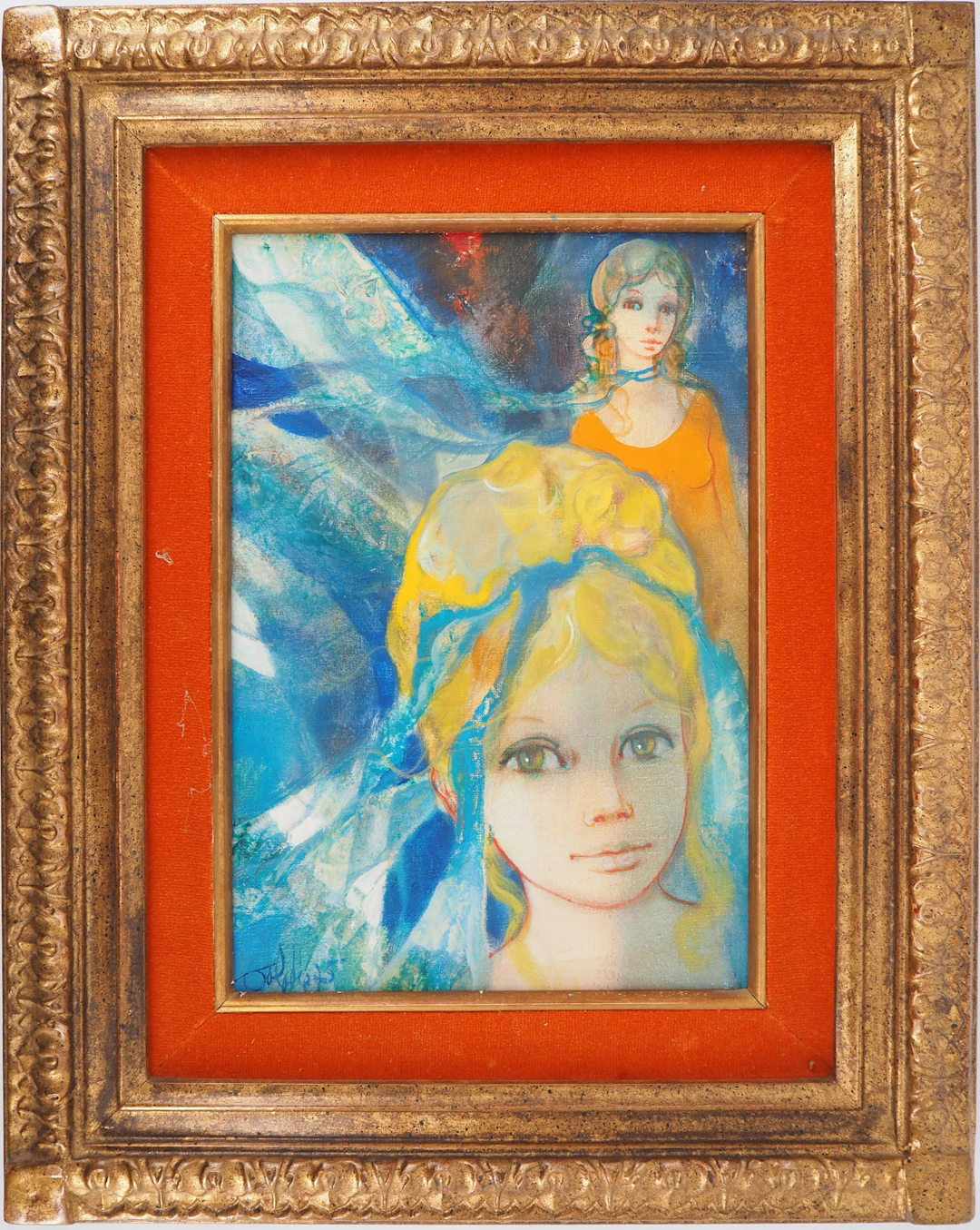 Jean-Baptiste VALADIE : Jeunes filles au ruban, 1975 - Huile sur toile Signée