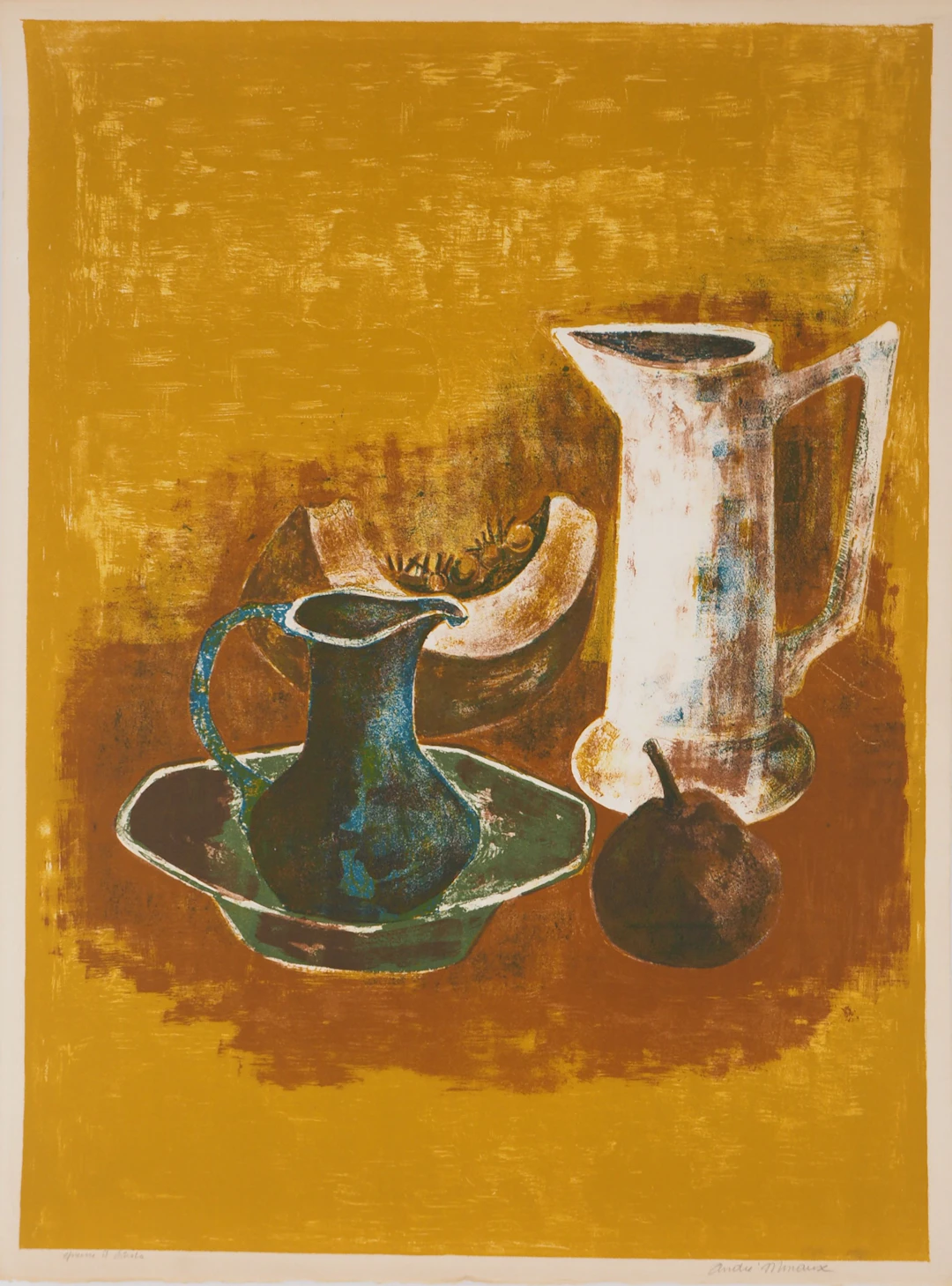 André MINAUX : Nature morte aux pichets - Lithographie Originale Signée