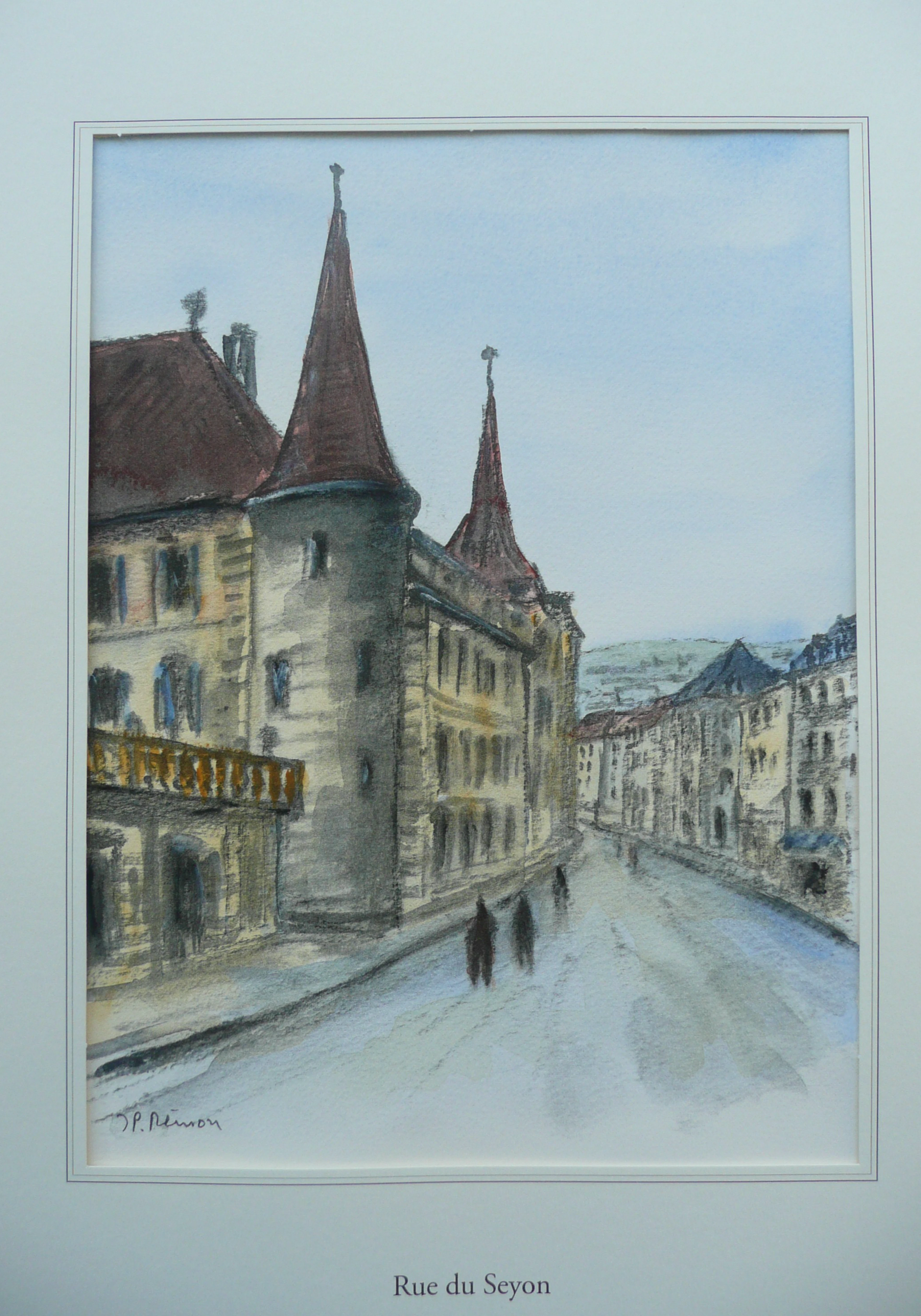 Jean Pierre REMON - La rue du Seyon, 2010 - Aquarelle signée