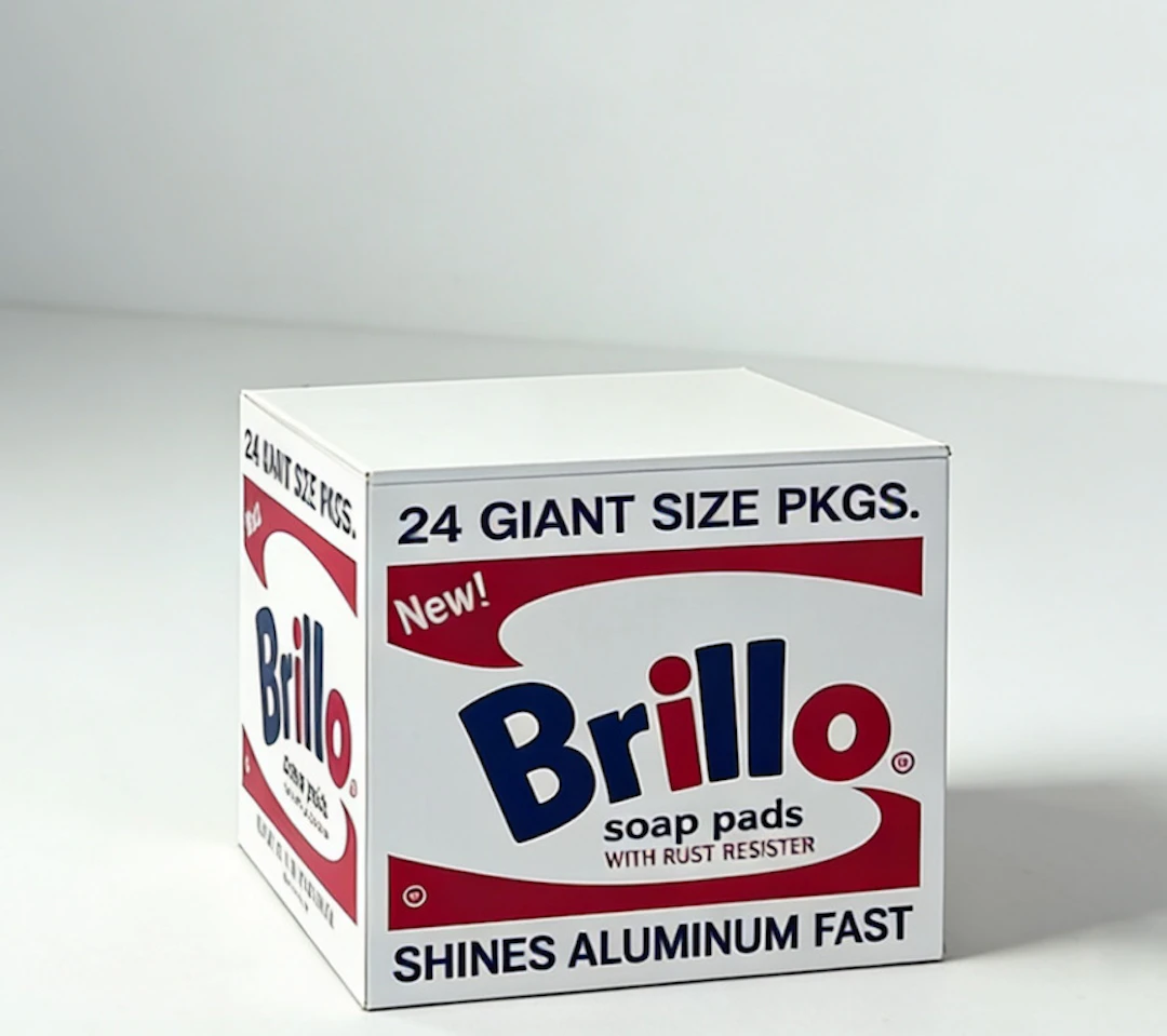Andy Warho, Brillo Box White (Flat), 2025, Impression sur boîte en bois