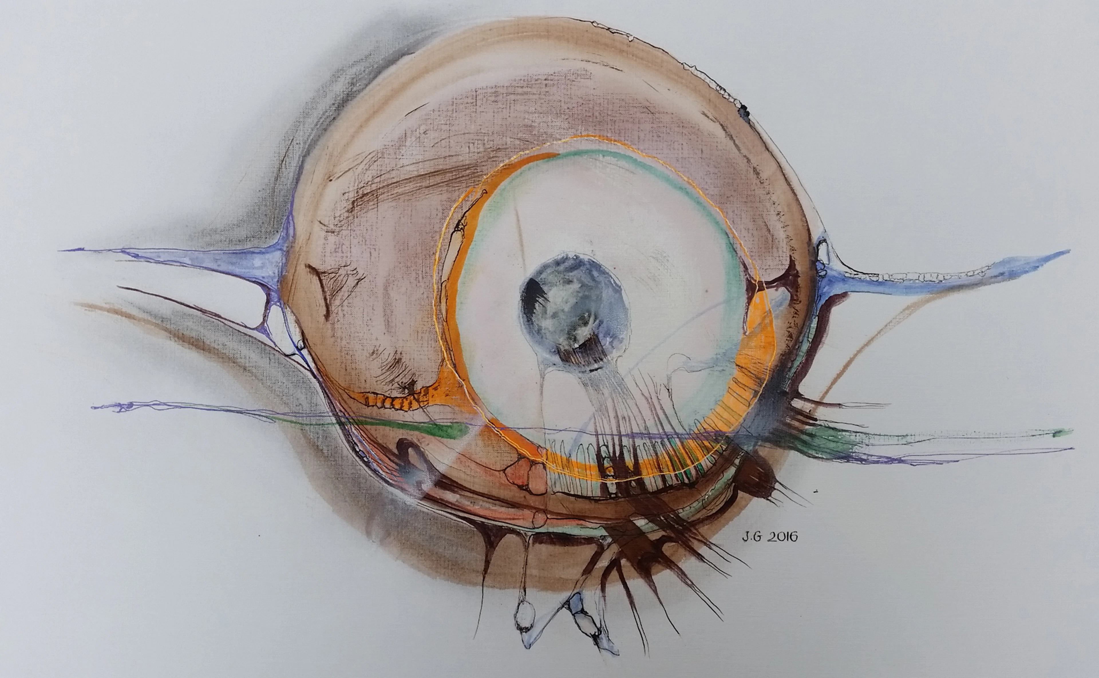 Jacques GRANGE - Cellulaire 1, Peinture signée