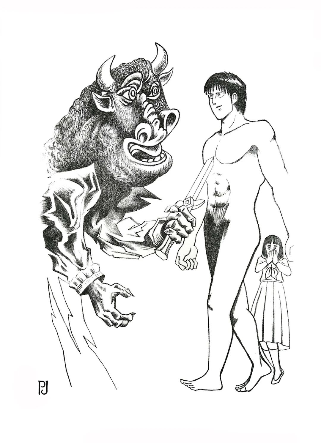 Pierre JACOB - Minotaure-Manga-D, 2021 - Lithographie signée au crayon