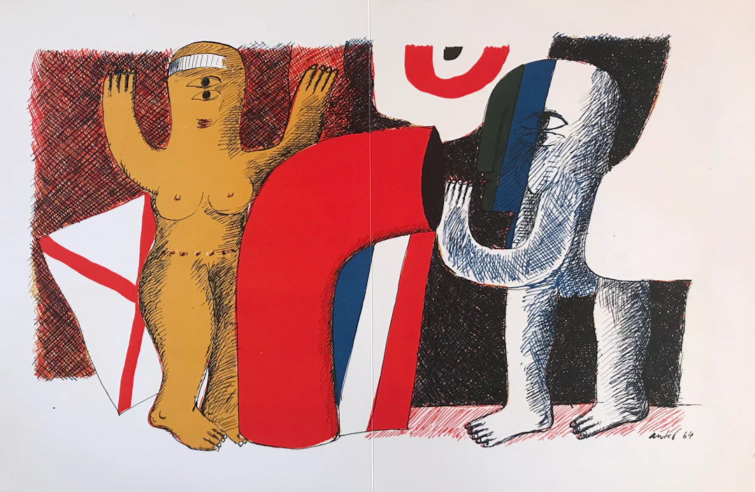 Horst ANTES - Composition 1964 -Lithographie signée dans la planche
