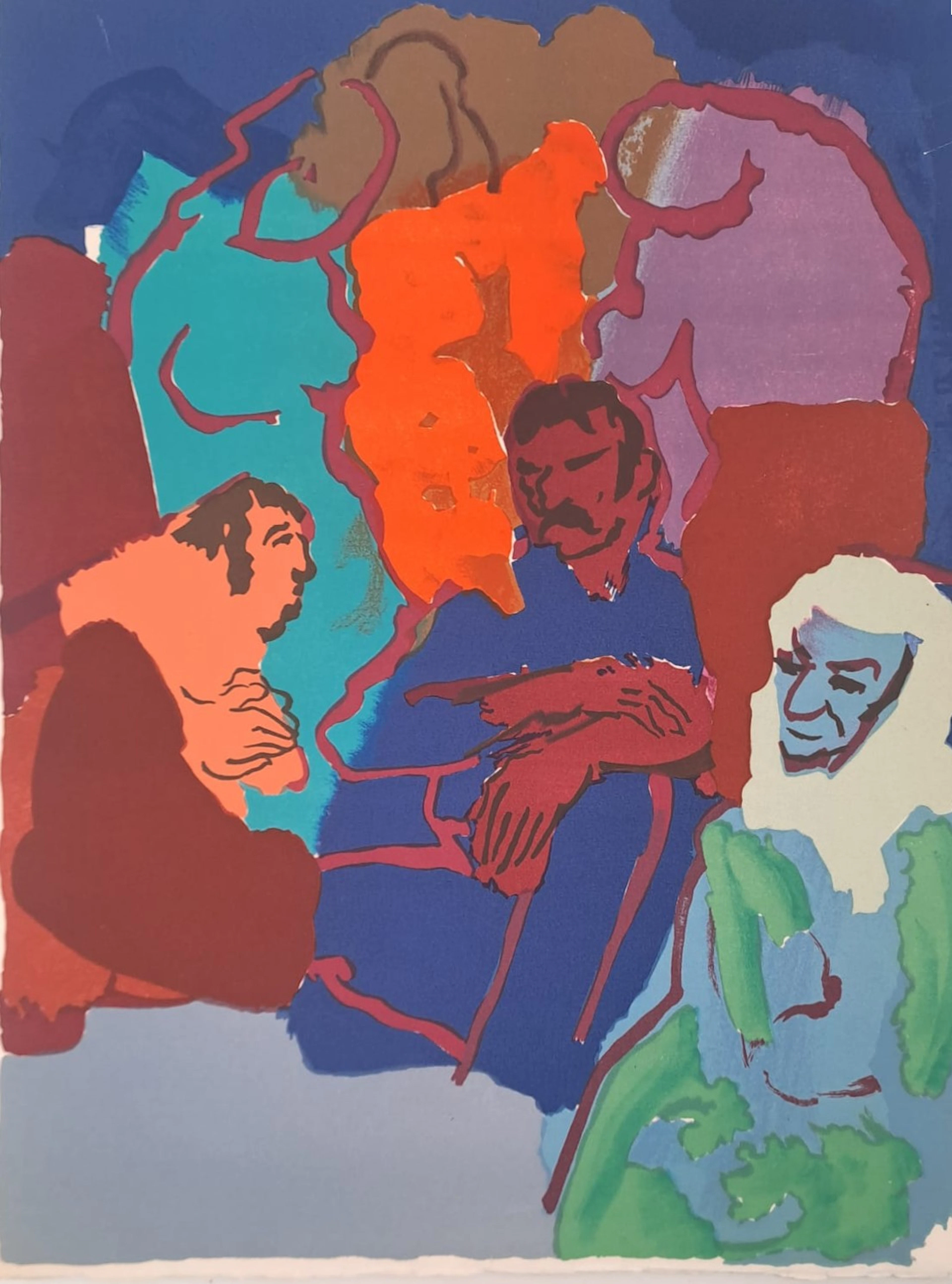 Pierre Ambrogiani - La veillée- Lithographie originale