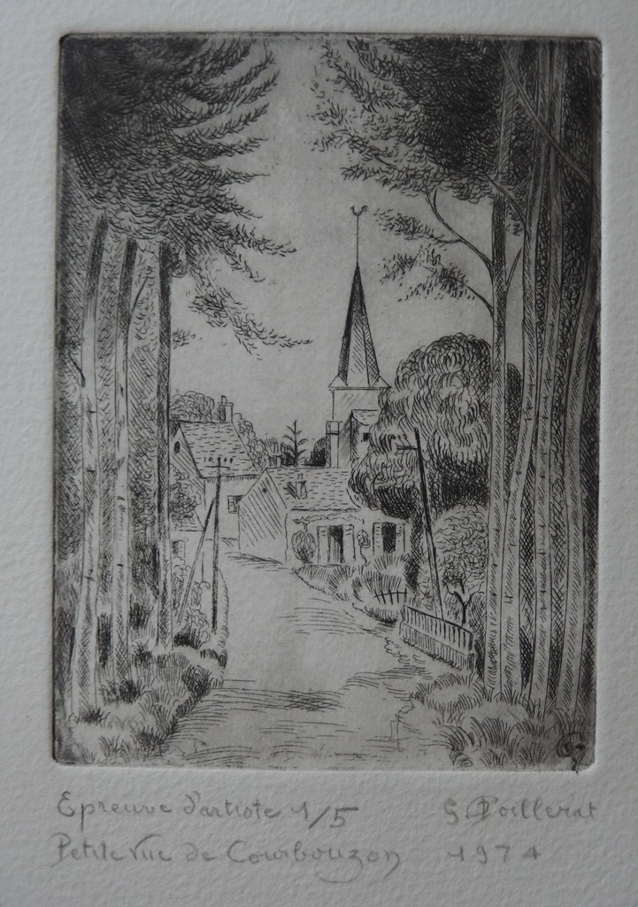 Gilbert POILLERAT - Petite vue de Courbouzon - Gravure