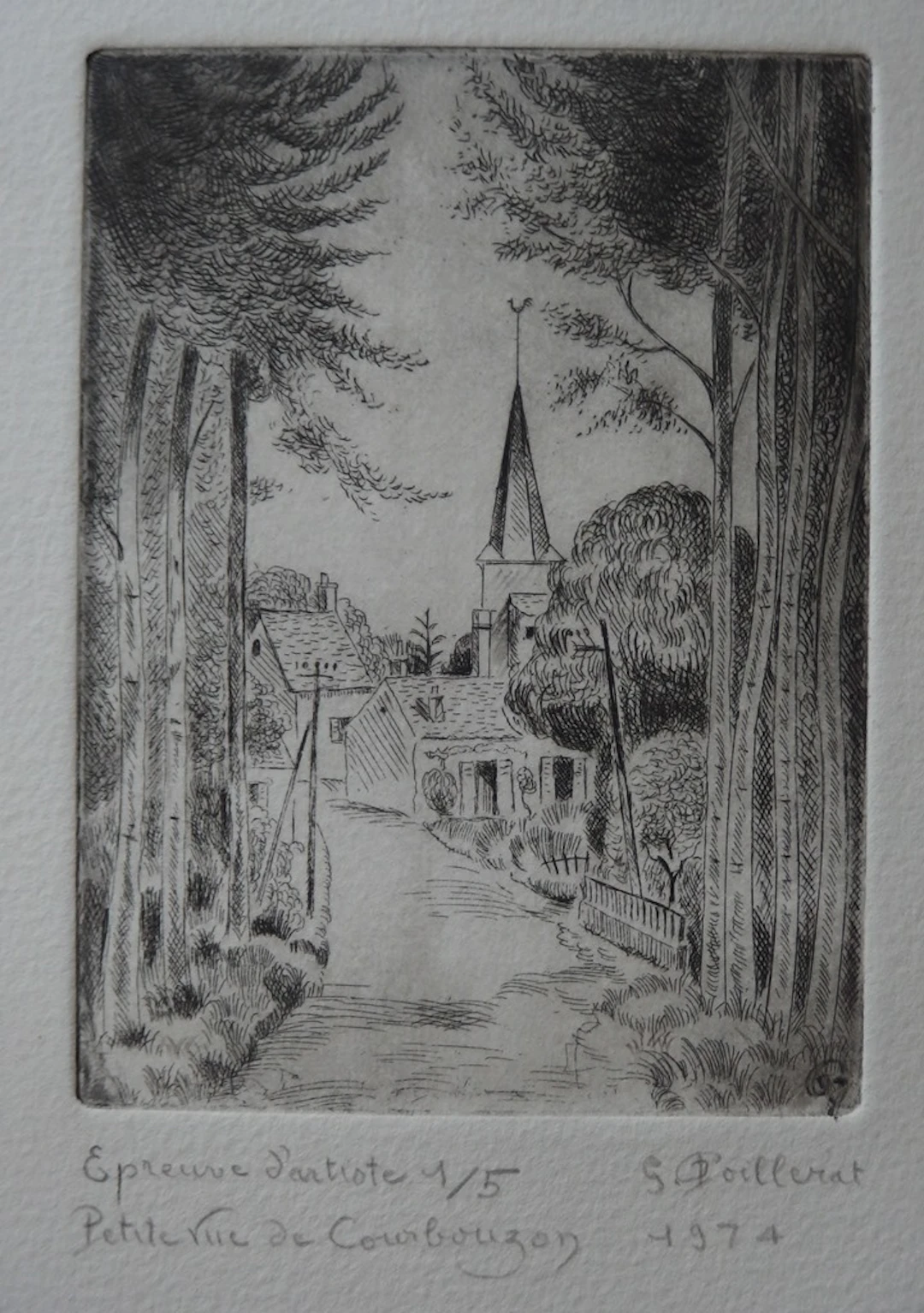 Gilbert POILLERAT - Petite vue de Courbouzon - Gravure