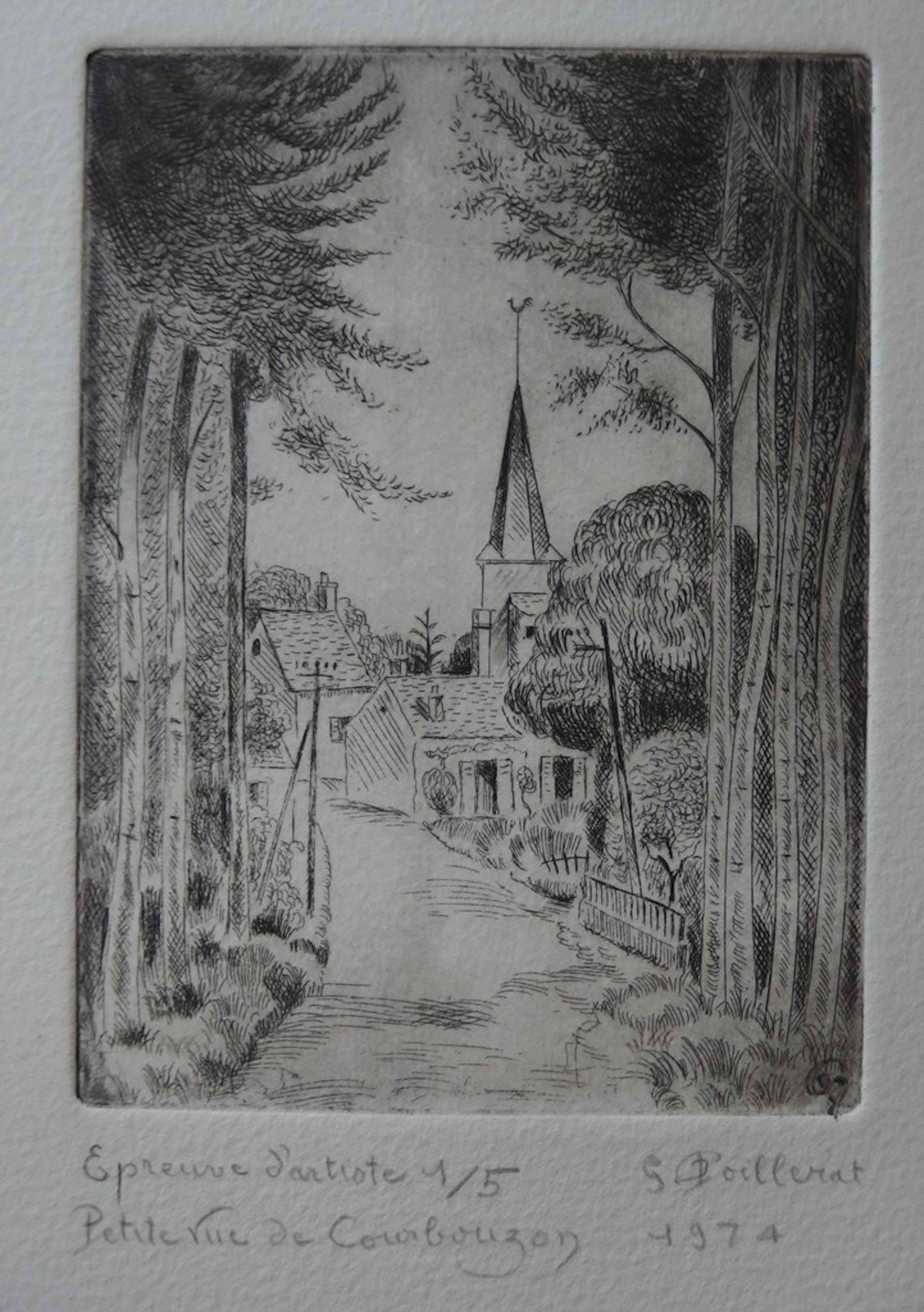 Gilbert POILLERAT - Petite vue de Courbouzon - Gravure