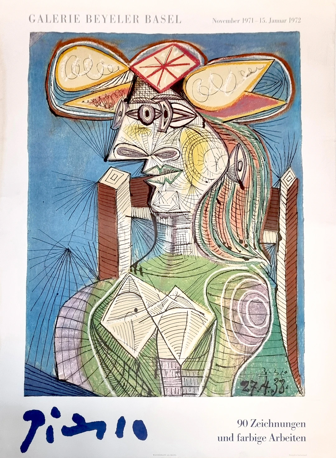 PAblo Picasso, Affiche originale Galerie Beyeler, 1971