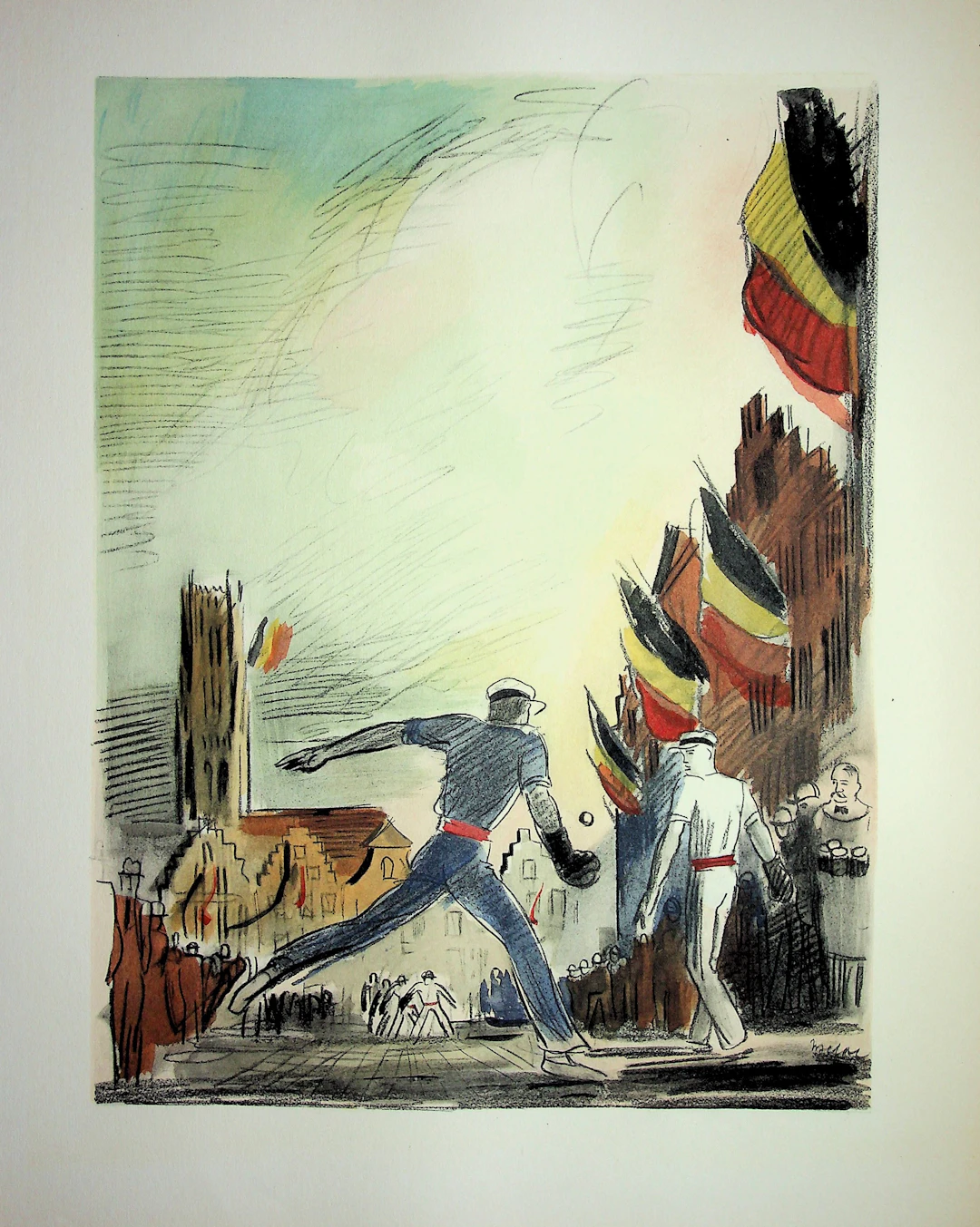 Milivoj UZELAC - La Pelote Basque - Lithographie originale signée