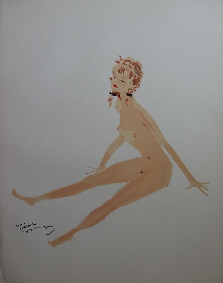 Jean-Gabriel DOMERGUE - La chute, Lithographie originale signée