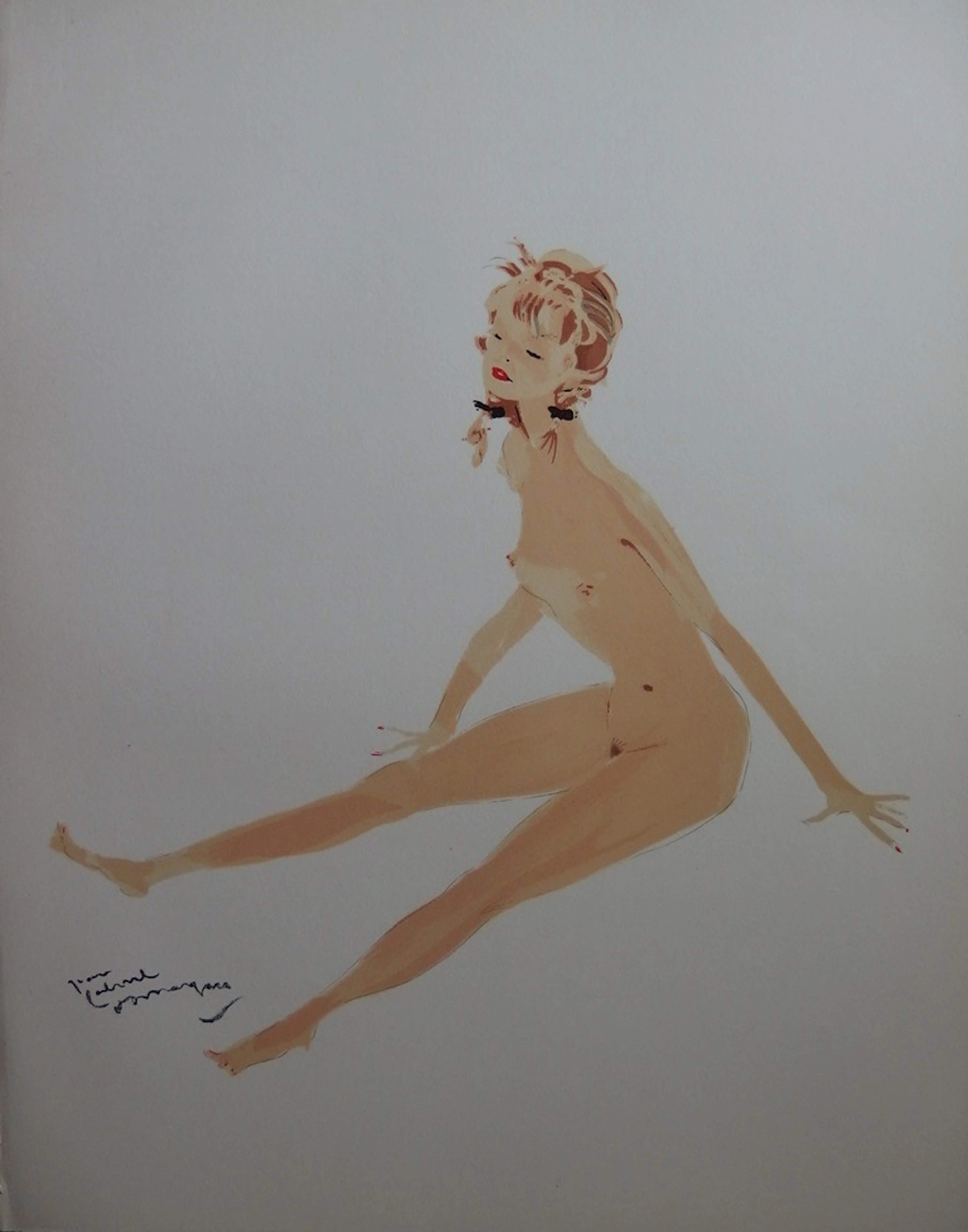 Jean-Gabriel DOMERGUE - La chute, Lithographie originale signée