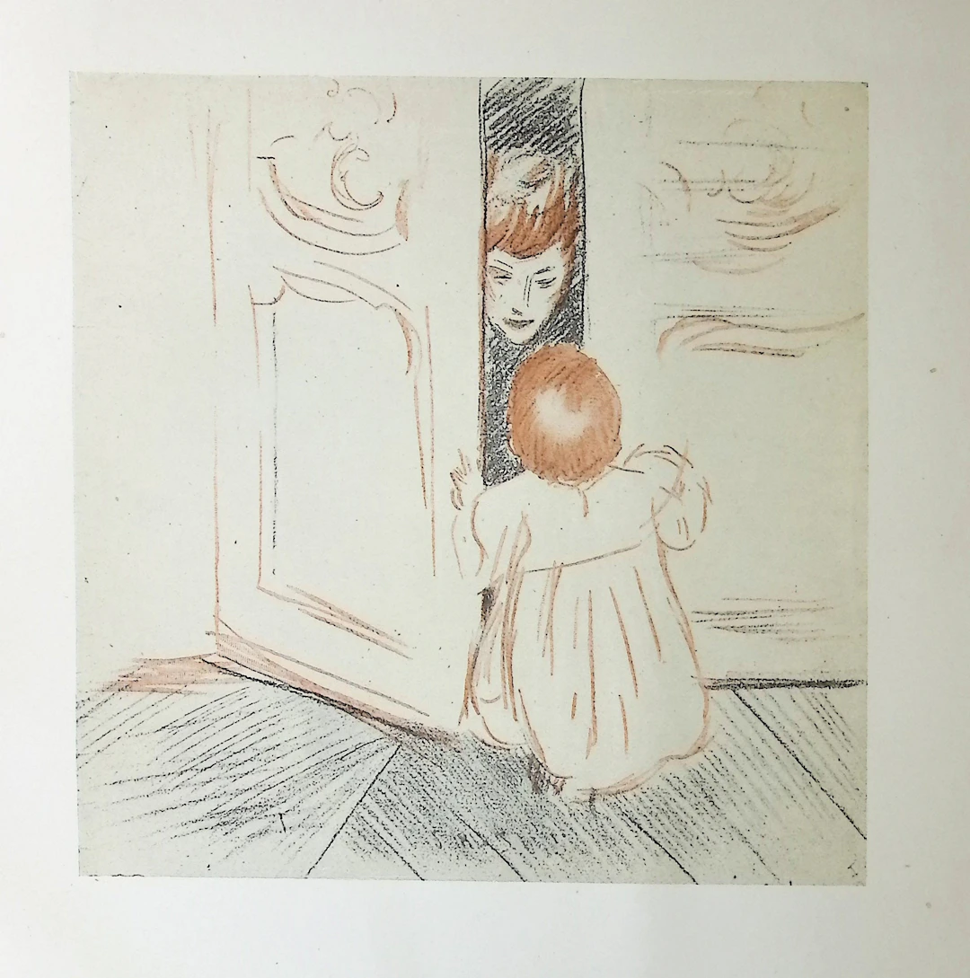 Paul César HELLEU : La porte entr’ouverte, Héliogravure signée