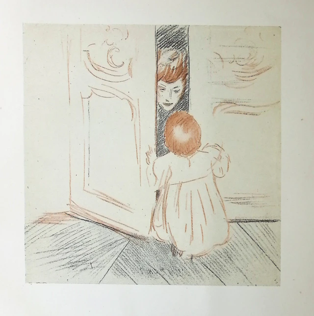 Paul César HELLEU : La porte entr’ouverte, Héliogravure signée