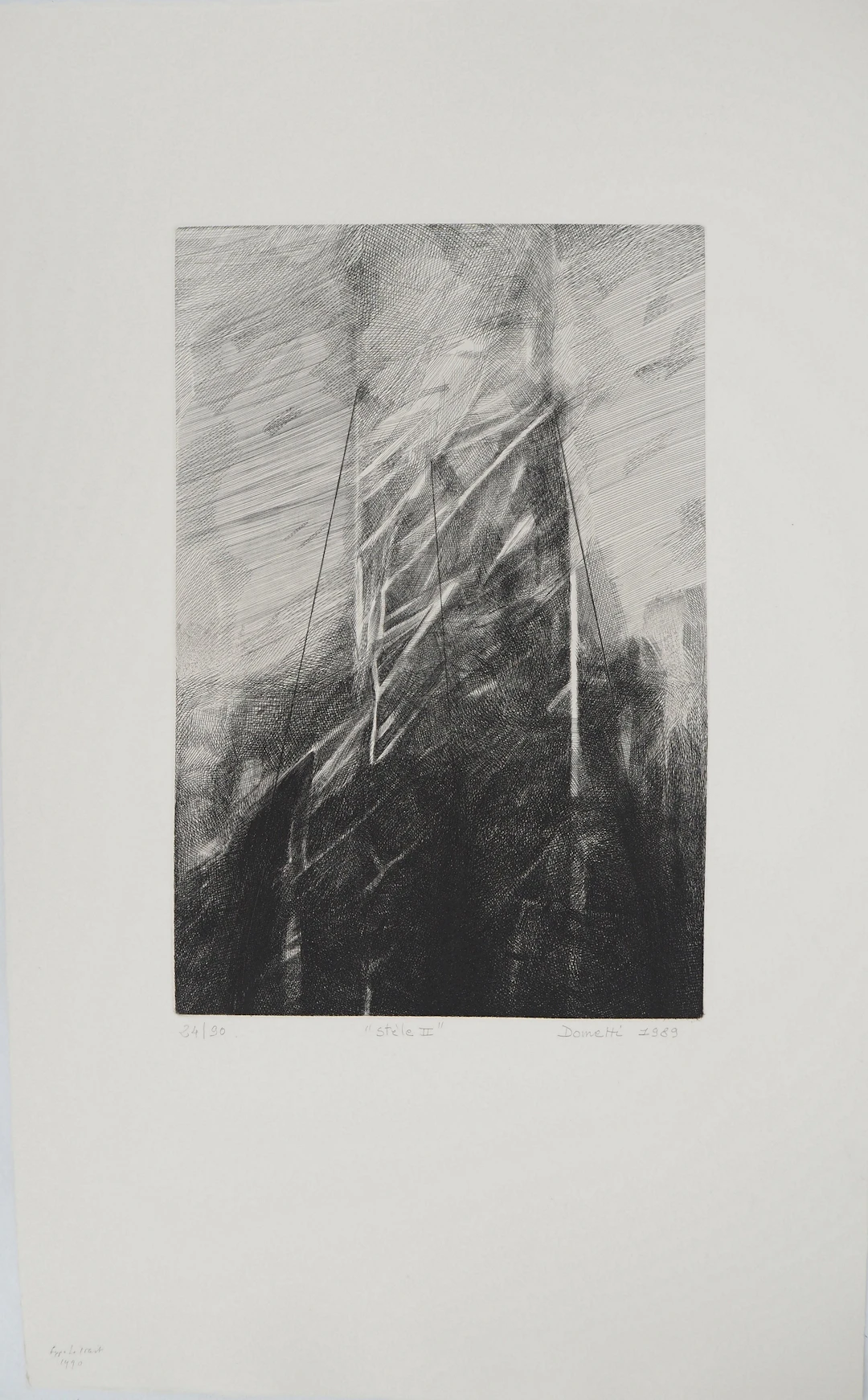 Jean DOMETTI, Stèle II, 1989 - Gravure sur cuivre originale signée