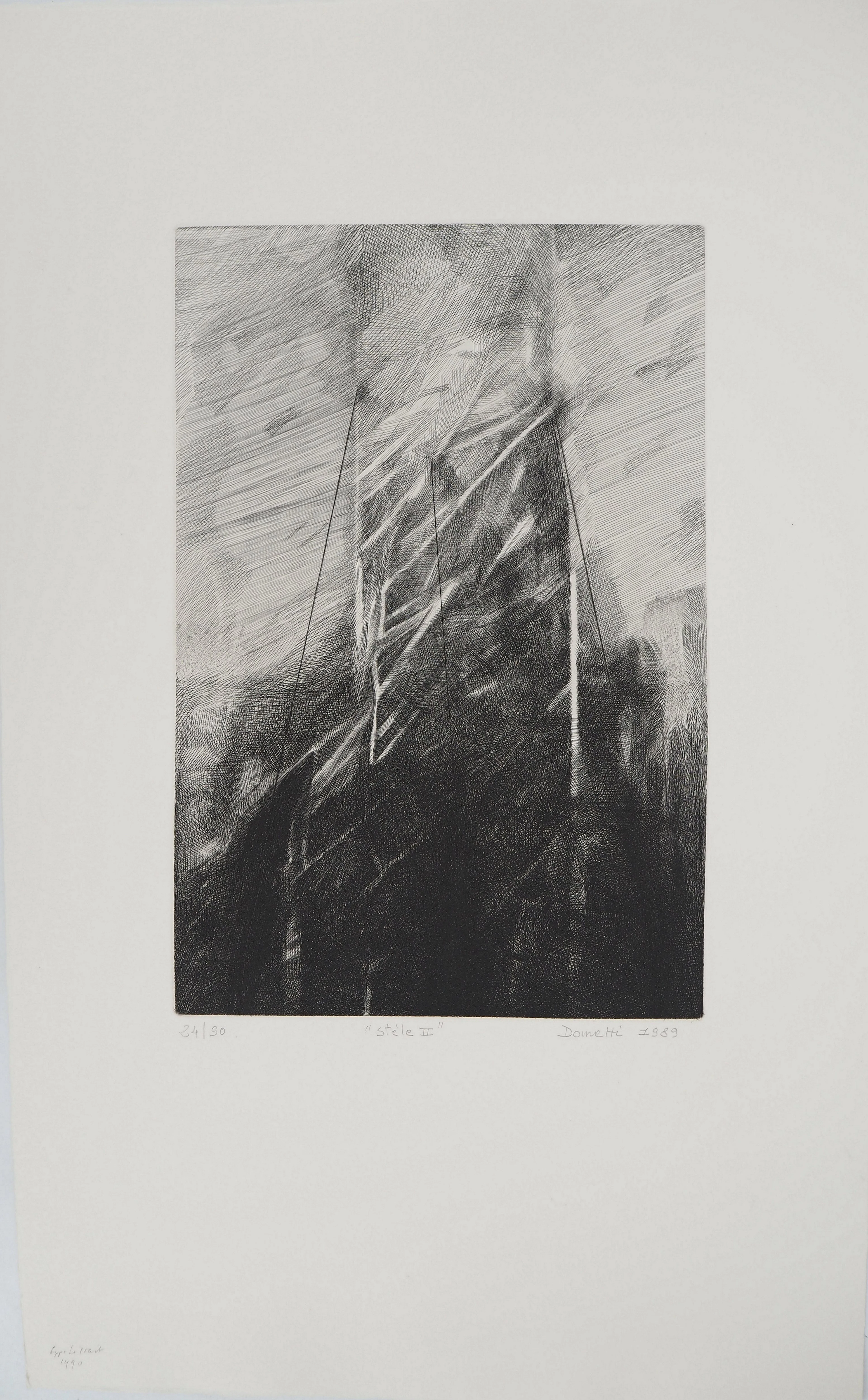 Jean DOMETTI, Stèle II, 1989 - Gravure sur cuivre originale signée
