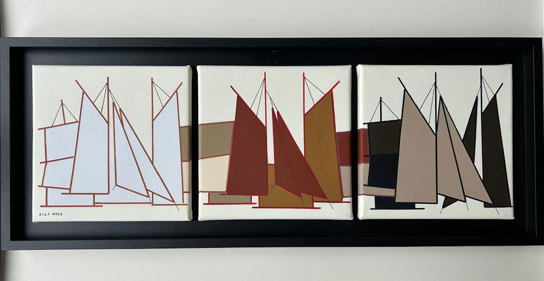 Eliot NYLS - Voiles au port, 2024, acrylique sur toile