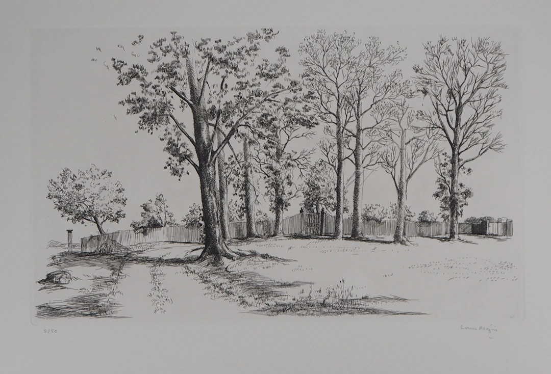 Louis MEZIN : Paysage aux arbres - Gravure signée au crayon