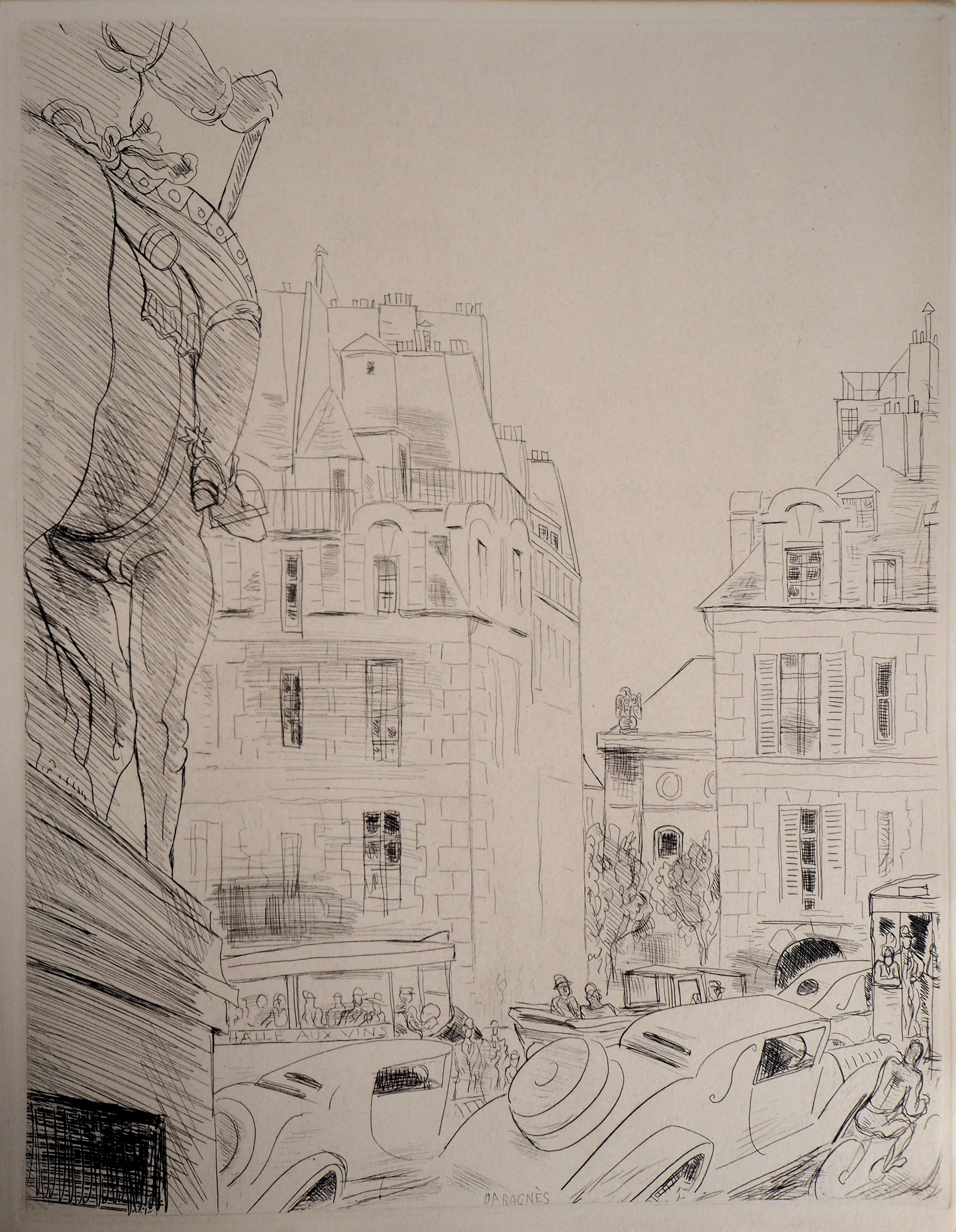 Jean-Gabriel DARAGNES - Présence de Paris -1937 - Gravure originale signée