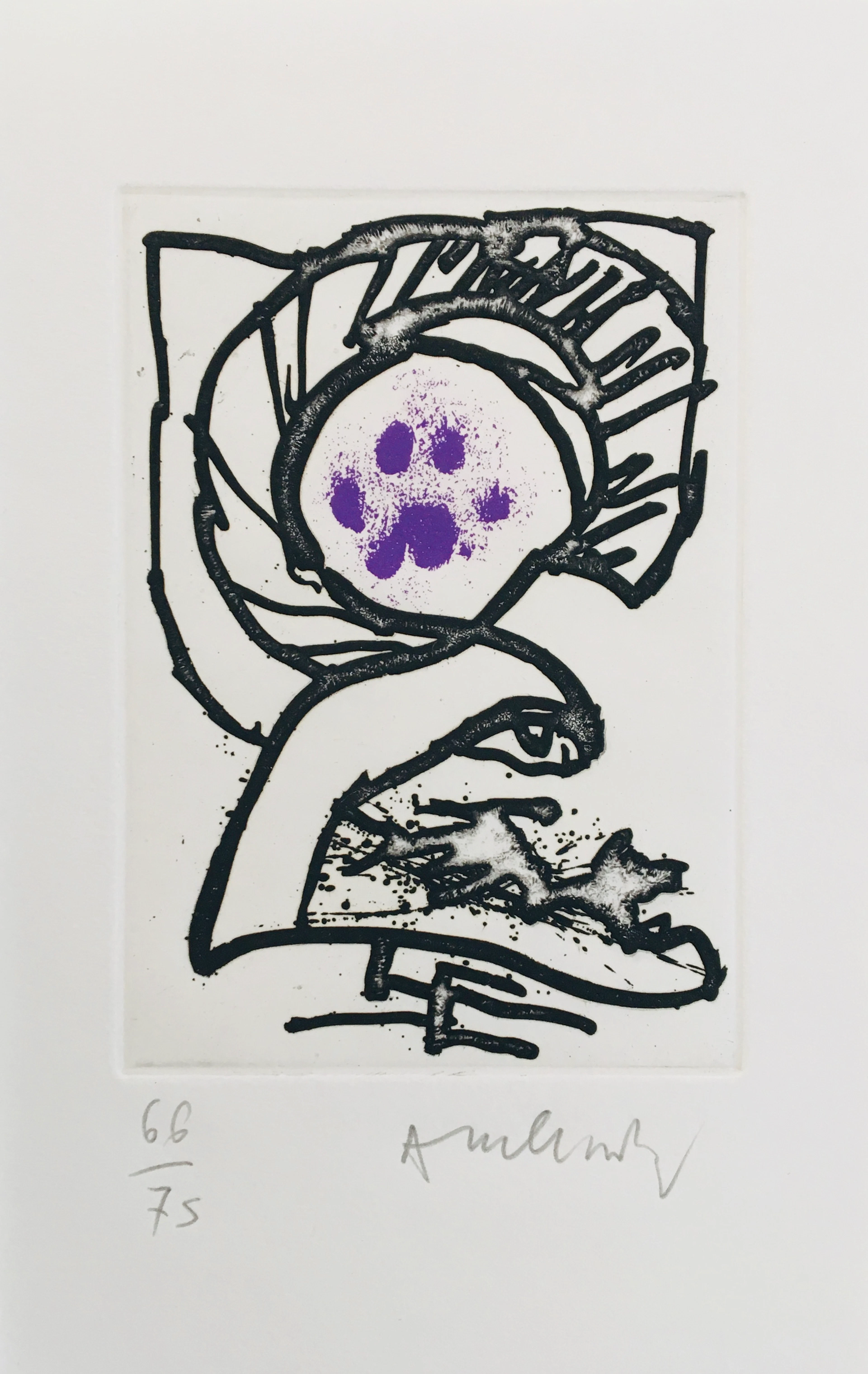 Pierre ALECHINSKY - Le chat sauvage, 2001 - Eau-forte originale signée