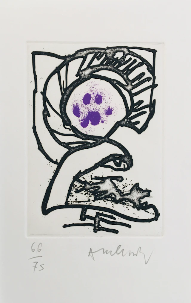 Pierre ALECHINSKY - Le chat sauvage, 2001 - Eau-forte originale signée