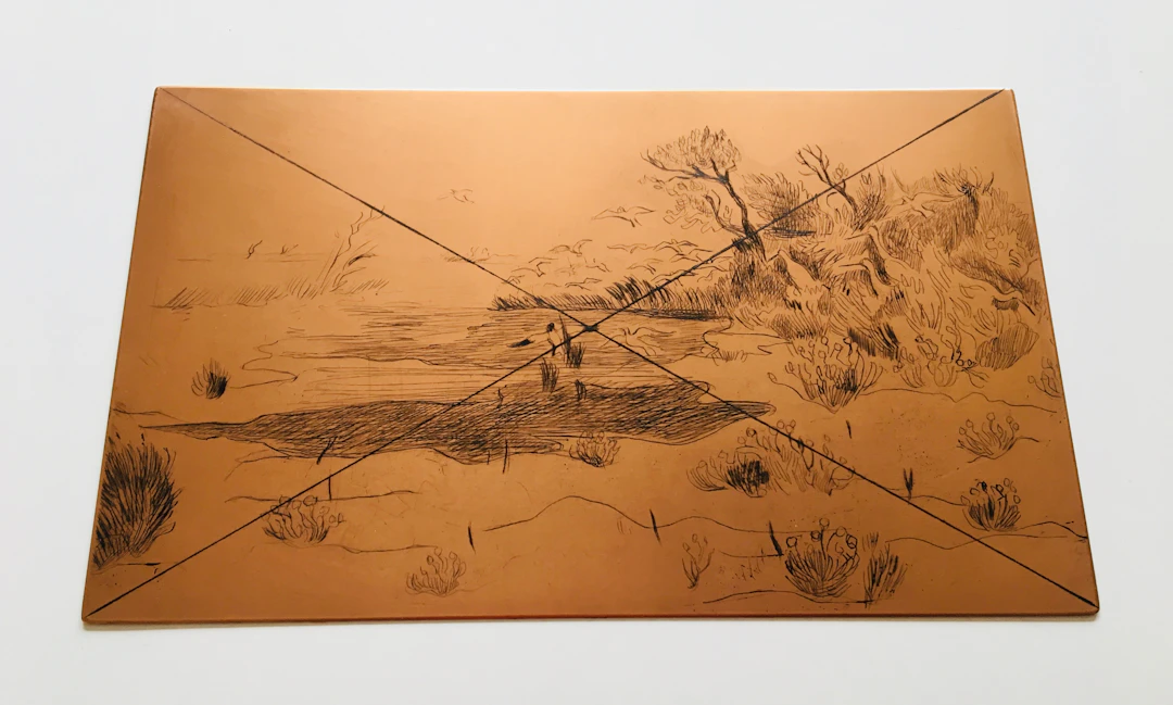 Yves BRAYER - Cuivre original gravé à l’eau-forte et sa gravure, 1973