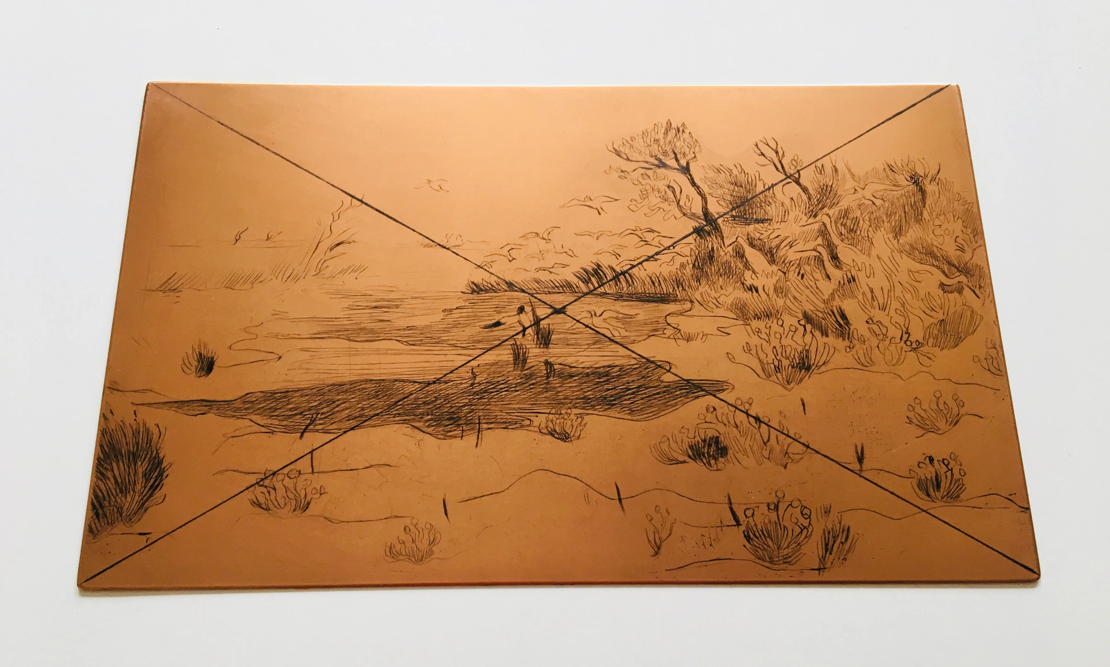 Yves BRAYER - Cuivre original gravé à l’eau-forte et sa gravure, 1973