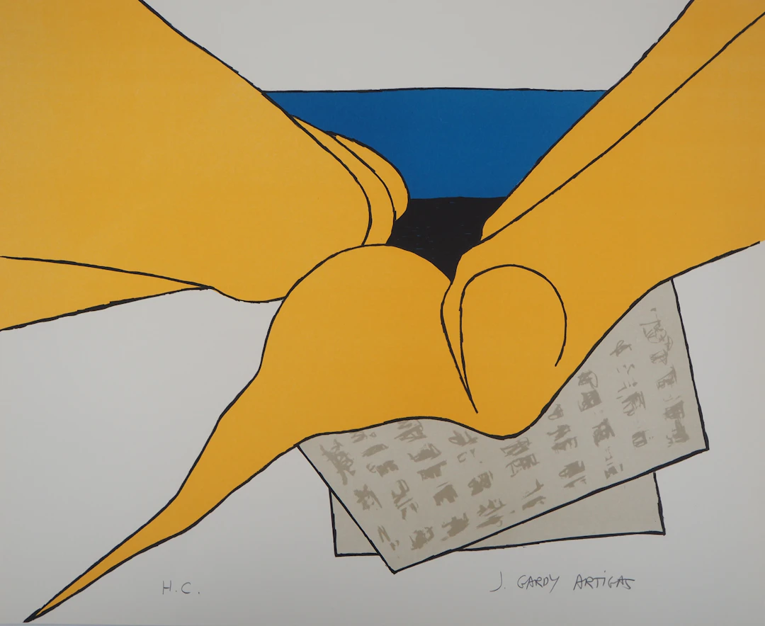 Joan GARDY ARTIGAS : Antillaise en journal sur la plage - Lithographie