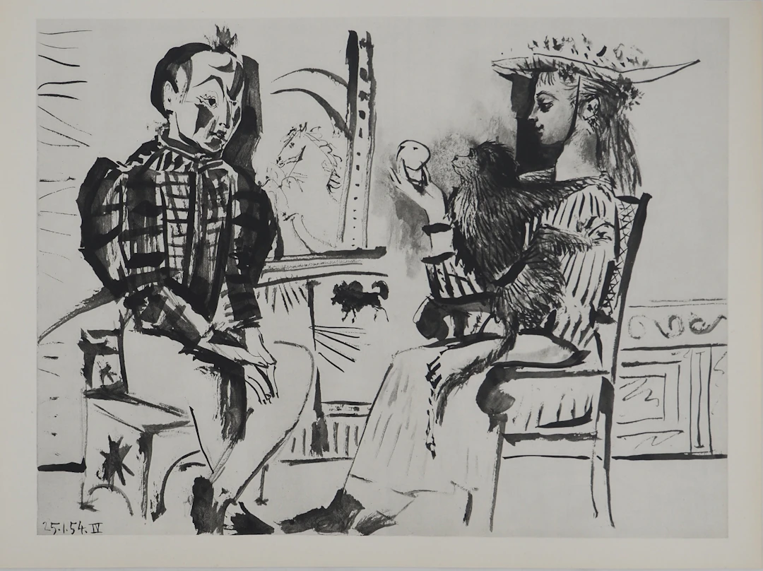 Pablo PICASSO : Comédie Humaine, La domptrice et le clown, Héliogravure