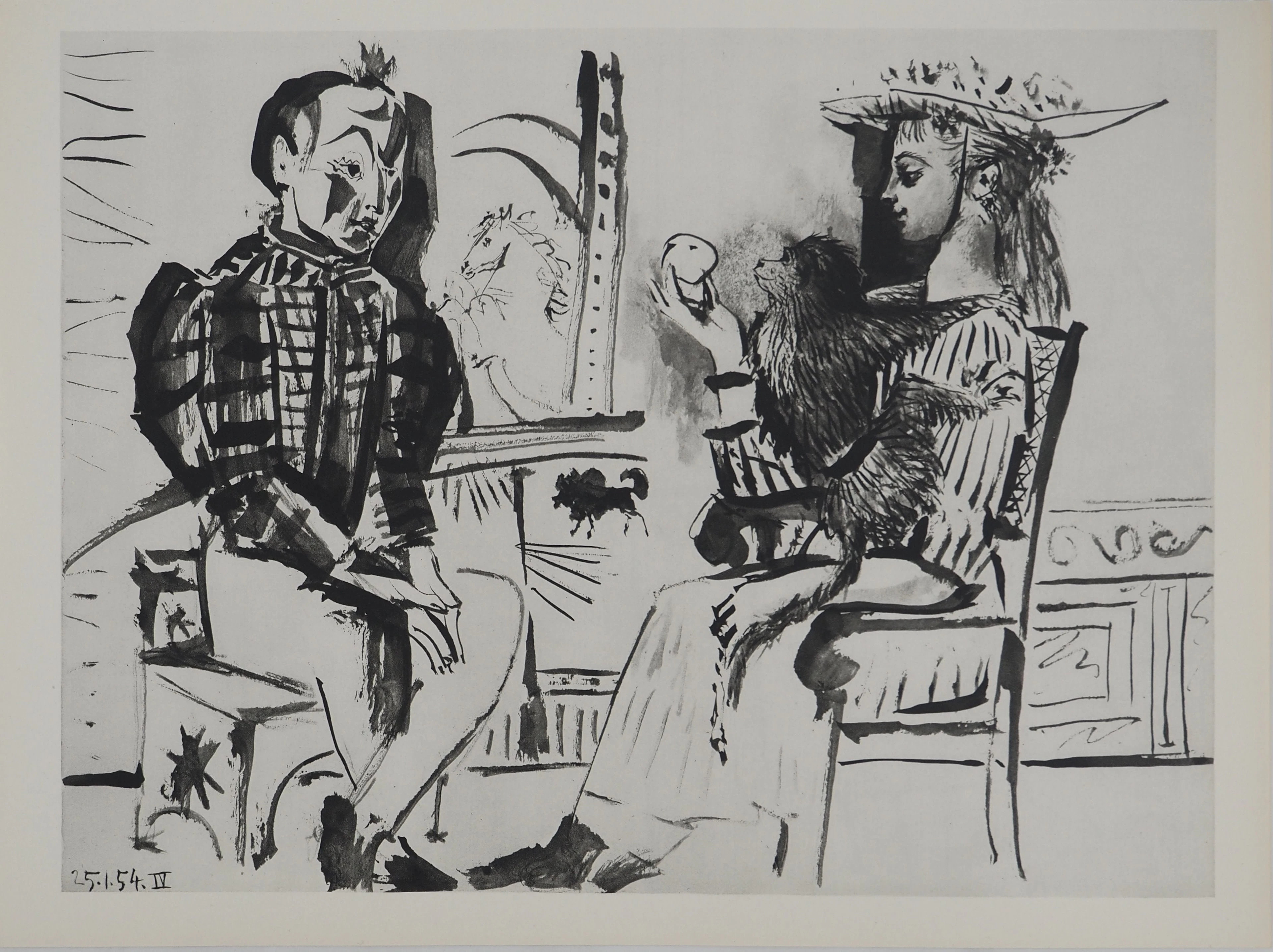 Pablo PICASSO : Comédie Humaine, La domptrice et le clown, Héliogravure