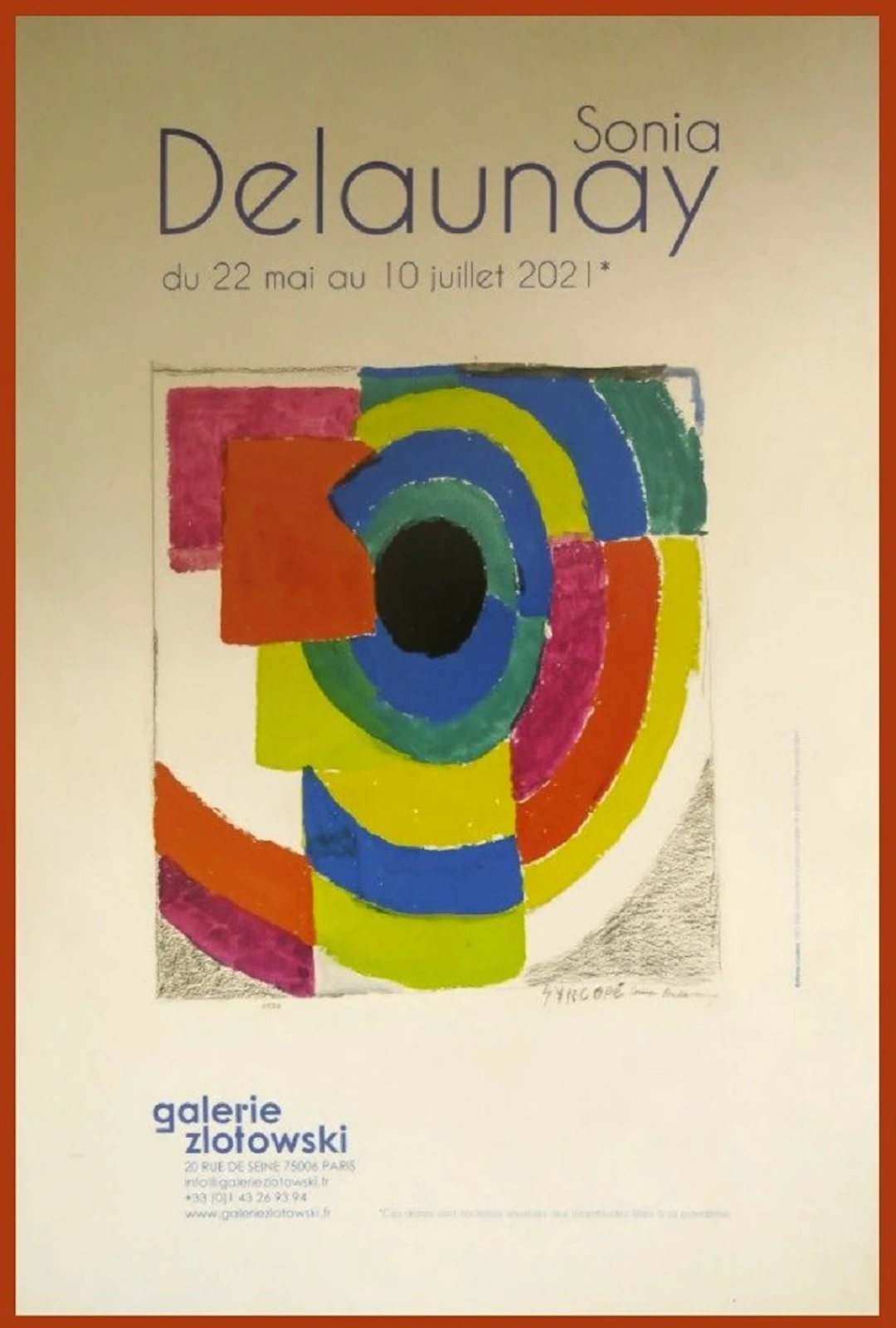 Sonia Delaunay - Affiche originale d’exposition - Galerie Zlotowski