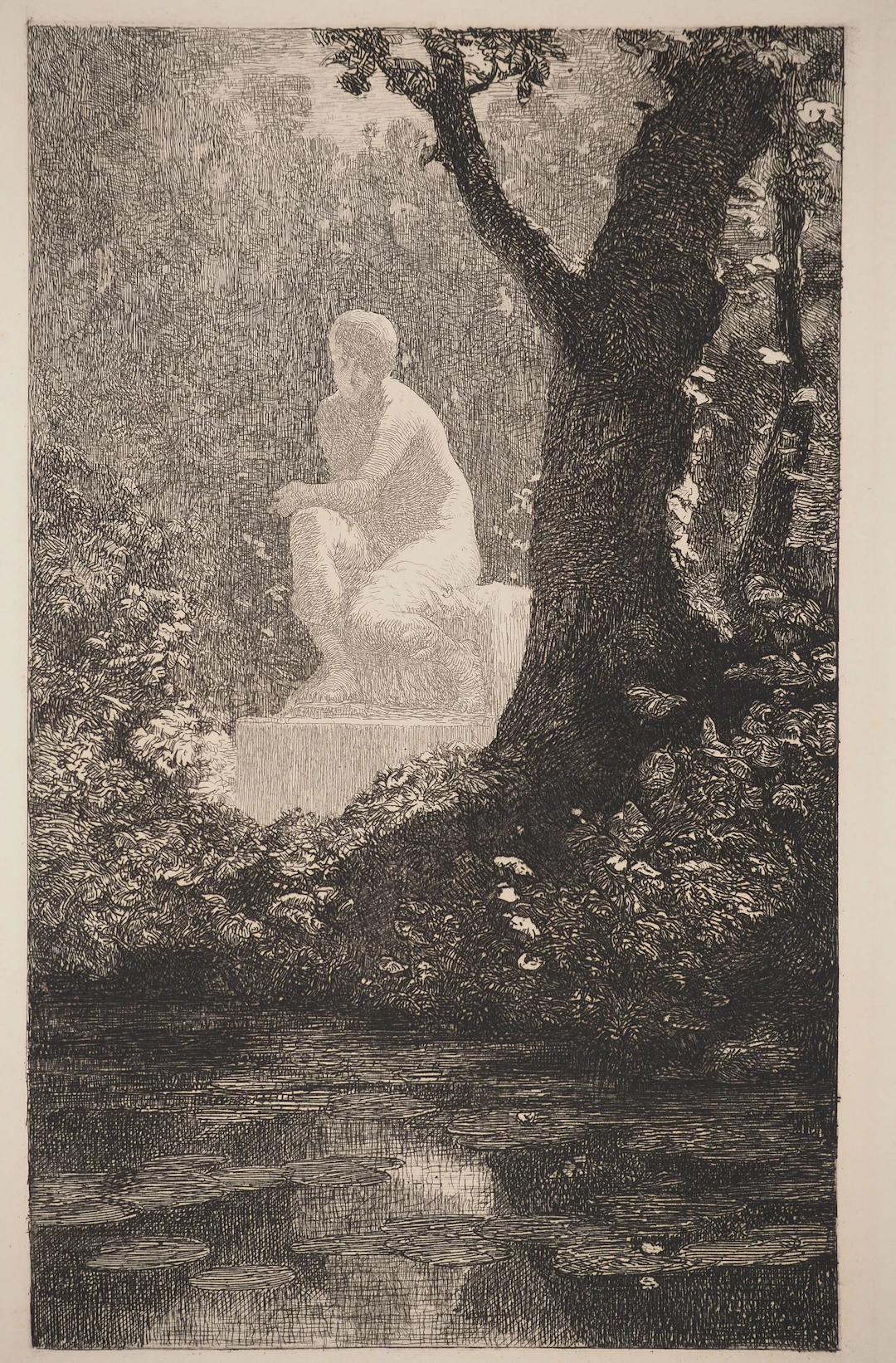 François FEYEN-PERRIN : Symbolisme, Nénuphars, Gravure originale