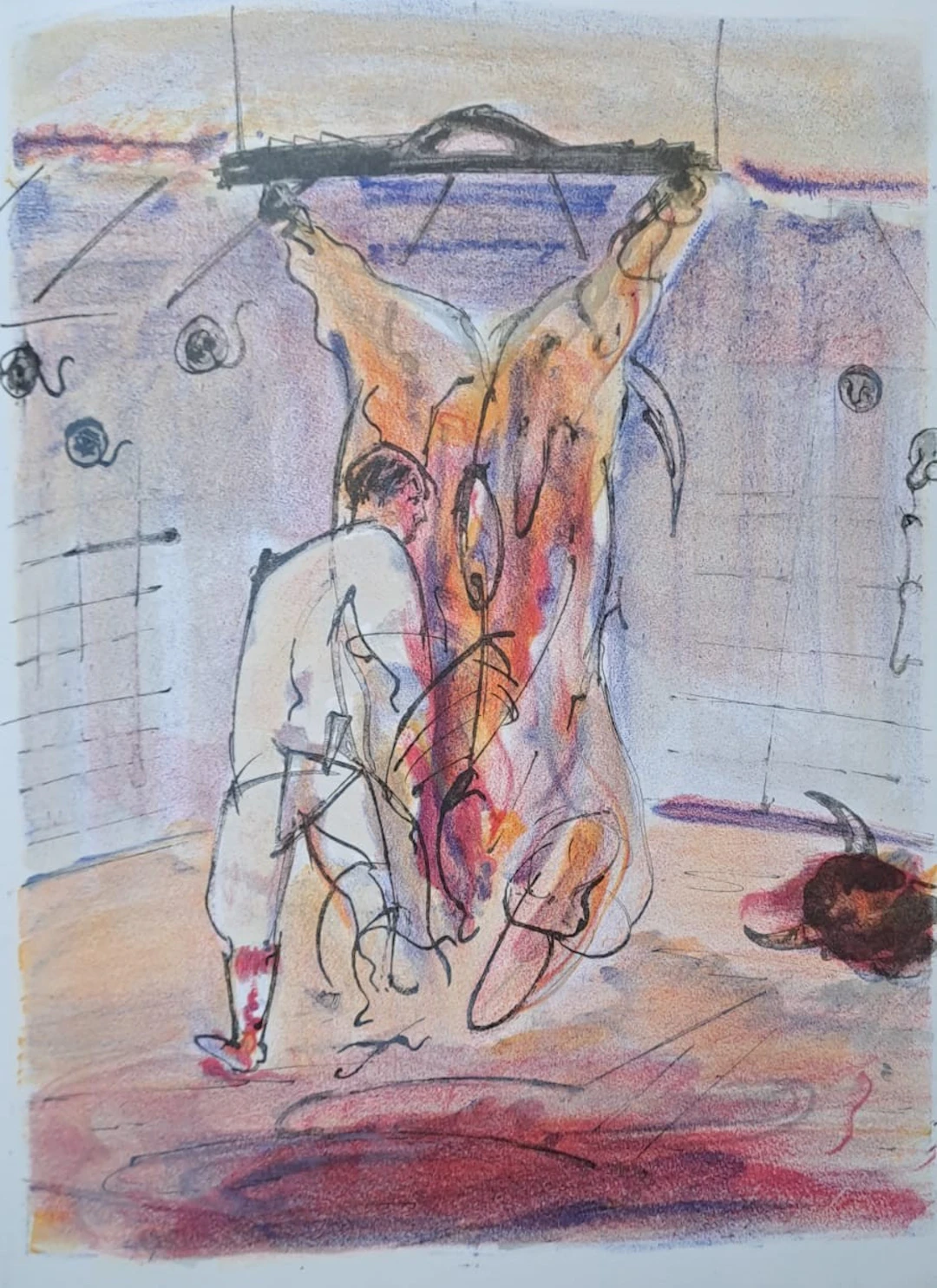 Jacques Birr - La découpe du trophée - Lithographie originale
