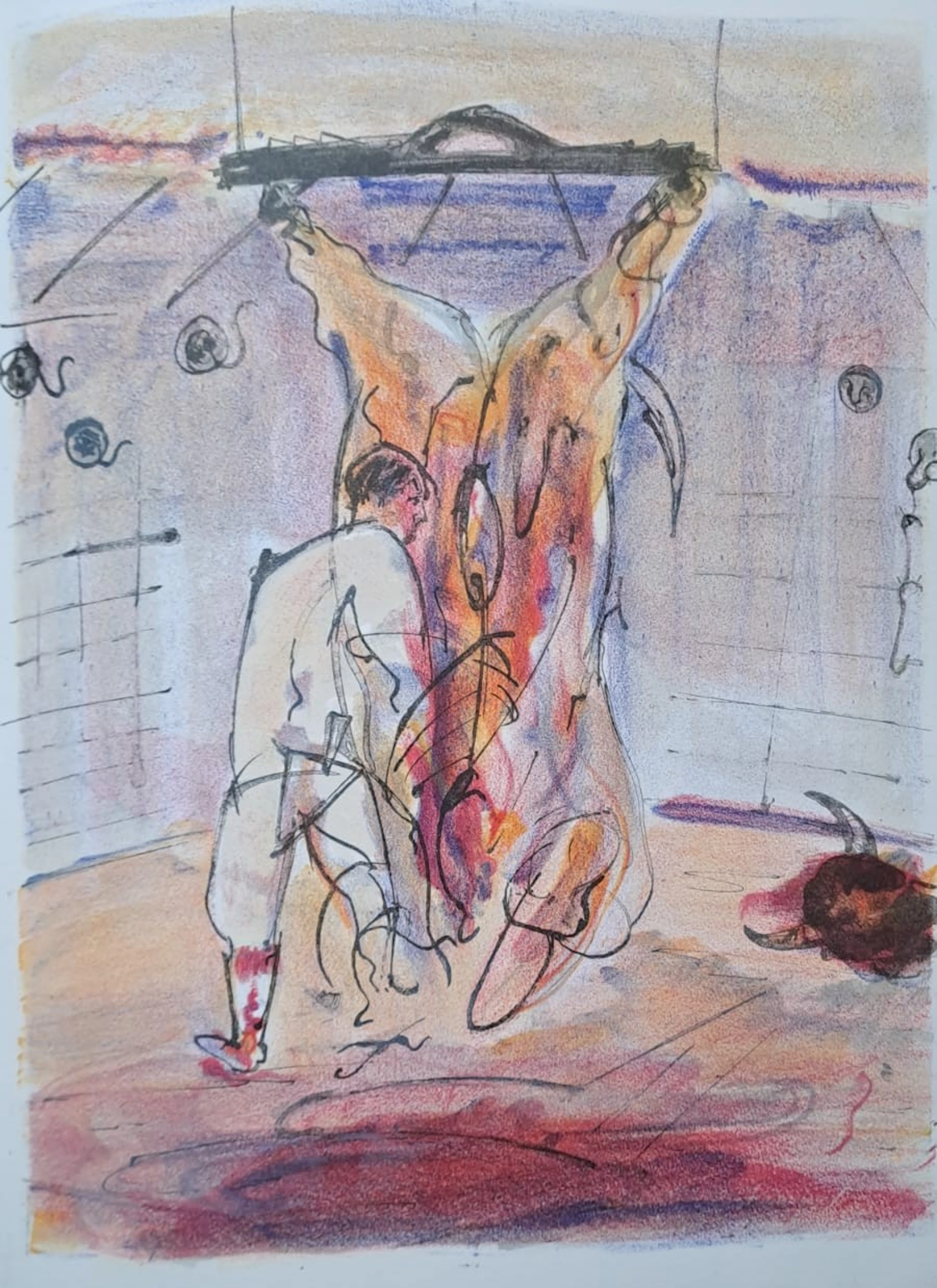 Jacques Birr - La découpe du trophée - Lithographie originale