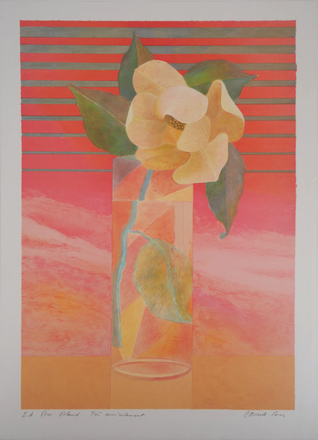 Pierre GARCIA-FONS : Magnolia blanc - Lithographie originale signée