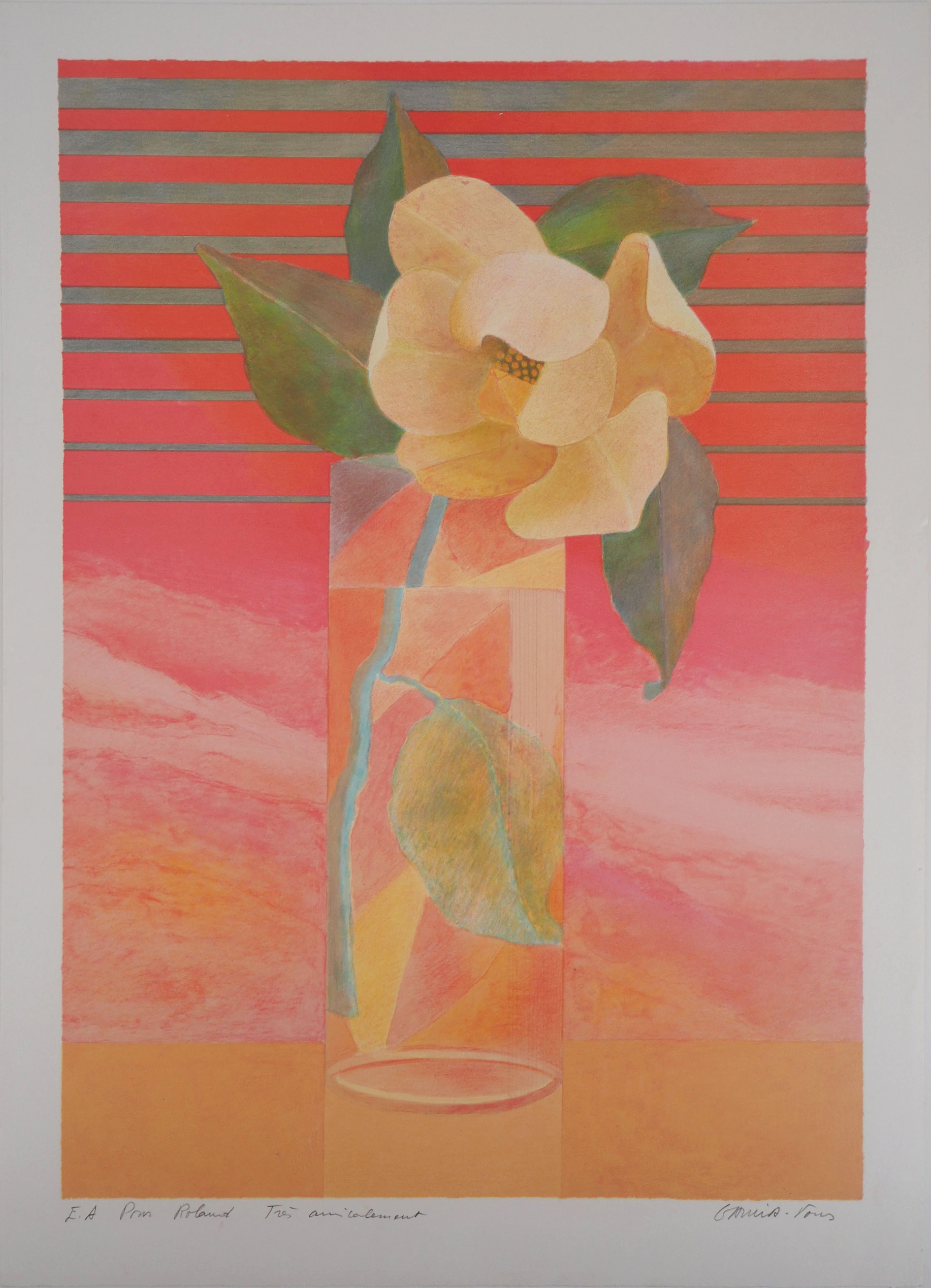 Pierre GARCIA-FONS : Magnolia blanc - Lithographie originale signée